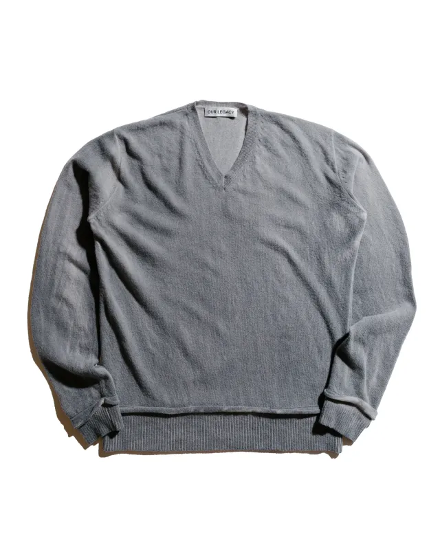 Our Legacy Parallel V-Neck Grey Spray Dye Cherub Wool sold by Lost & Found
