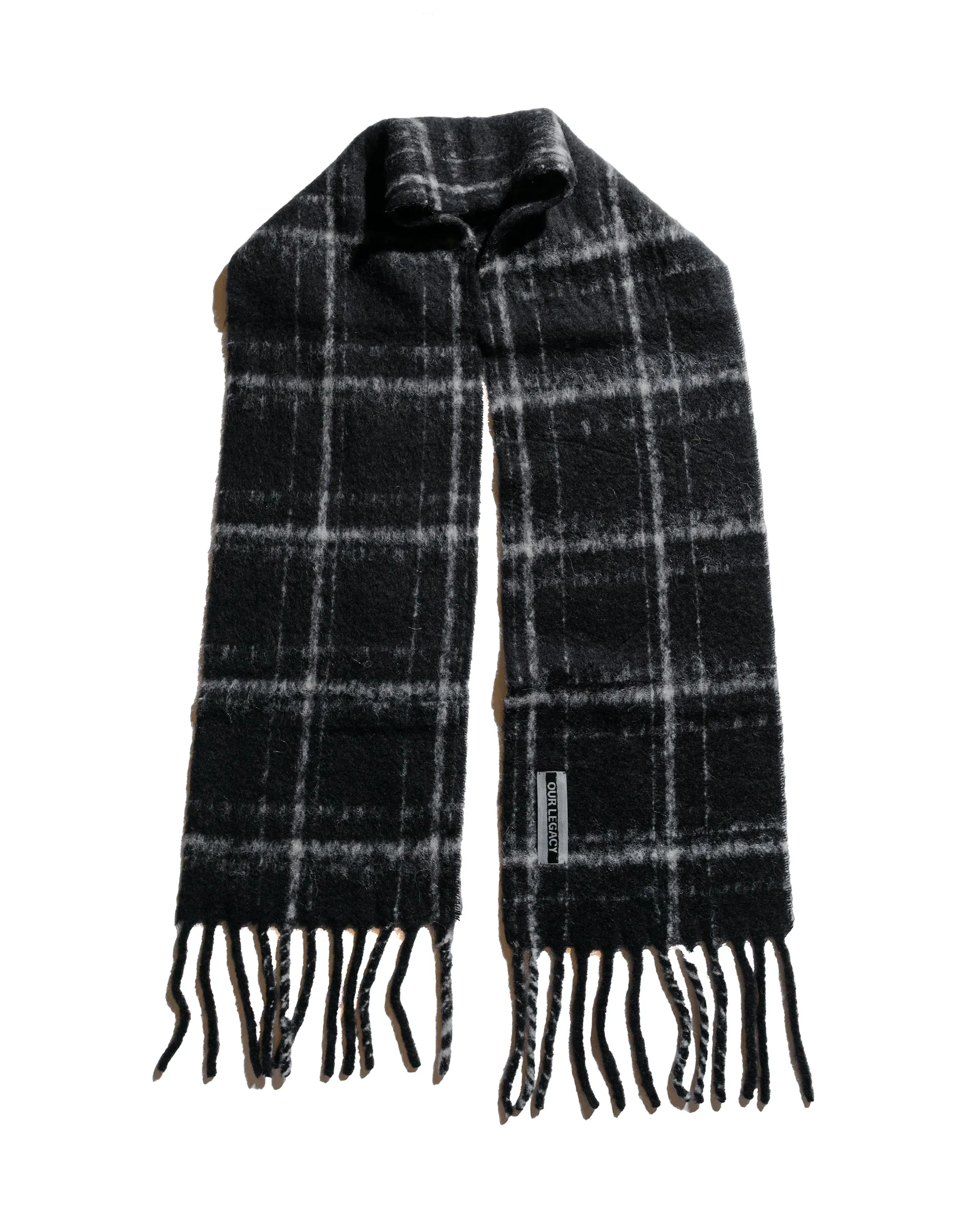 Our Legacy Estate Scarf Black Fuzzy Alpaca Check | Parallel