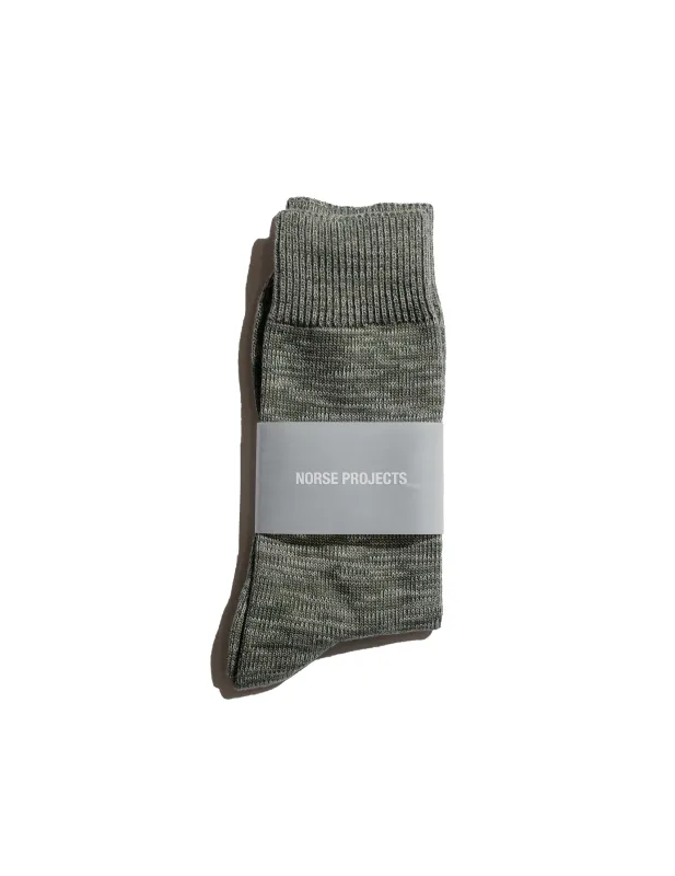 Norse Projects Bjarki Heavy Cotton Twist Sock Olive Night made by Norse Projects
