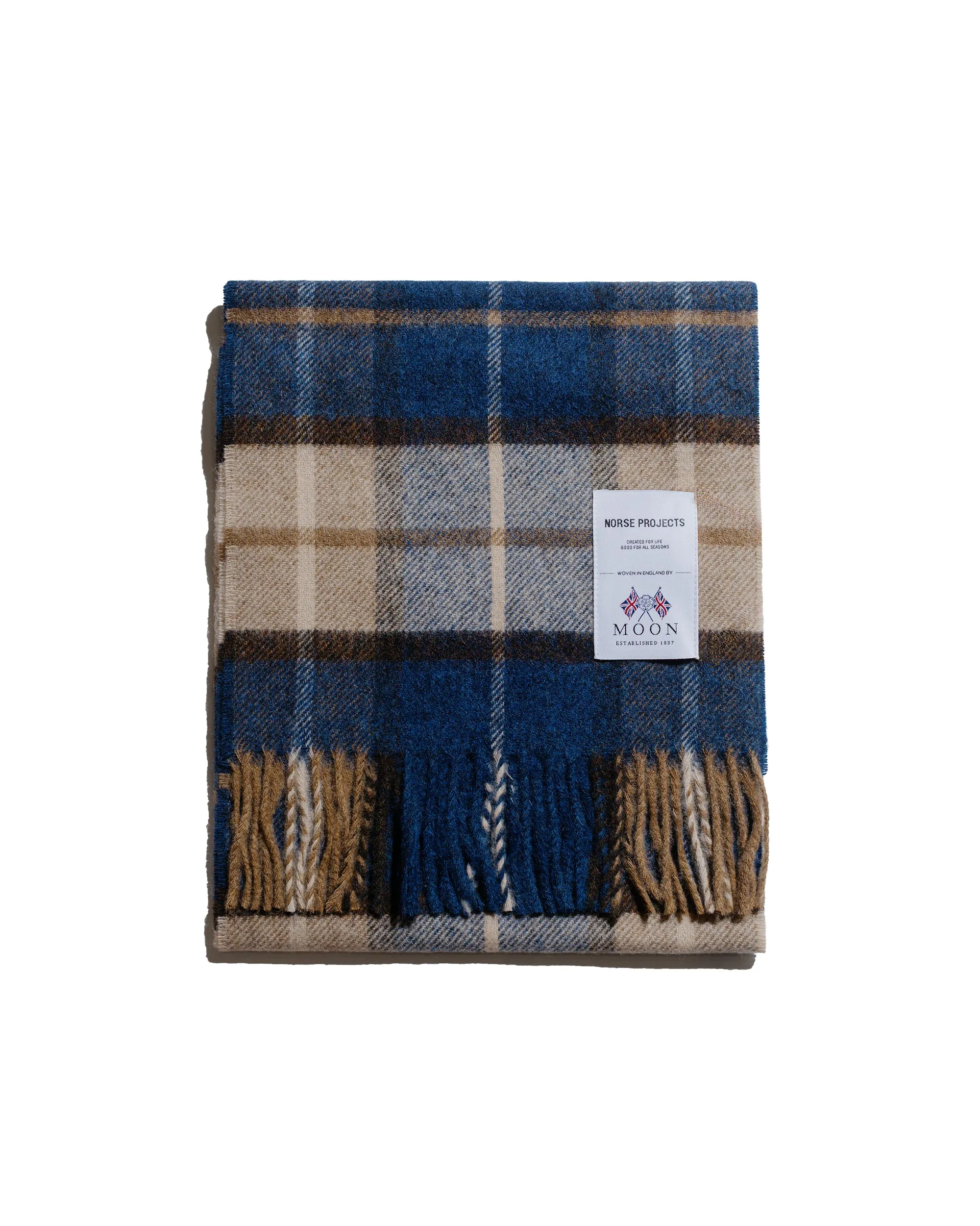 Norse Projects Moon Merino Lambswool Checked Scarf Estate Blue sold by Lost & Found product image thumbnail 2