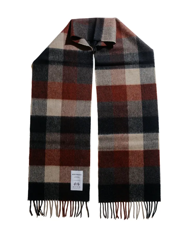 Norse Projects Moon Merino Lambswool Checked Scarf Espresso sold by Lost & Found