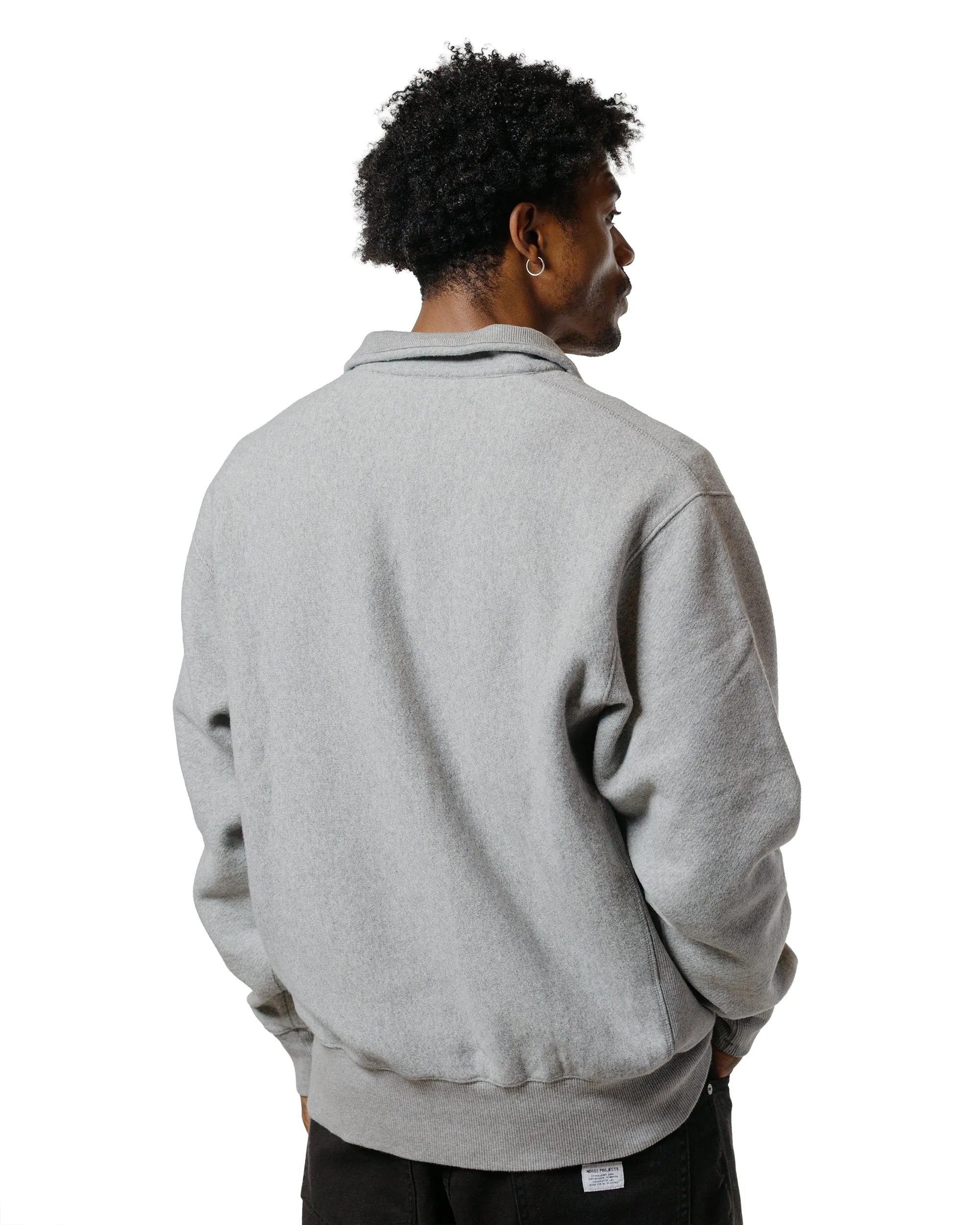 Norse Projects Ketel Relaxed Cotton Wool Half Zip Sweatshirt Grey Melange sold by Lost & Found product image thumbnail 3
