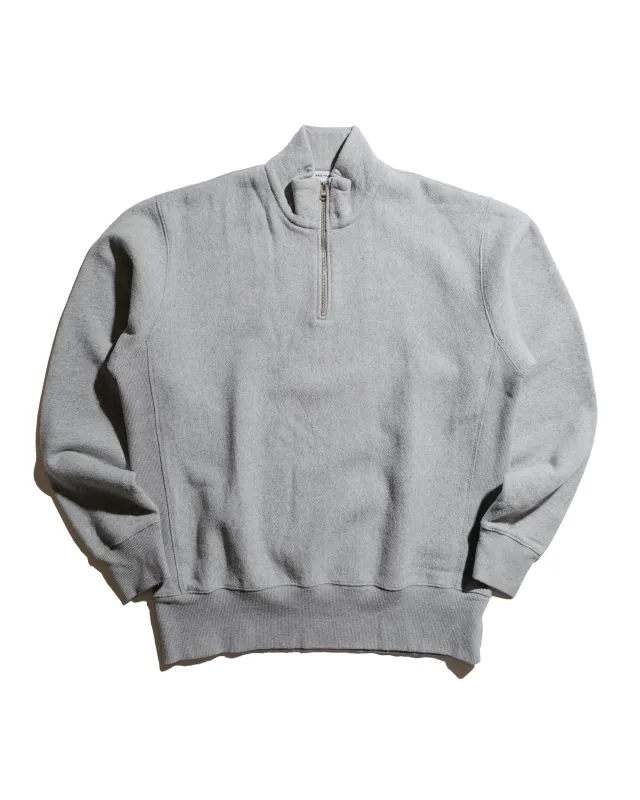 Norse Projects Ketel Relaxed Cotton Wool Half Zip Sweatshirt Grey Melange sold by Lost & Found
