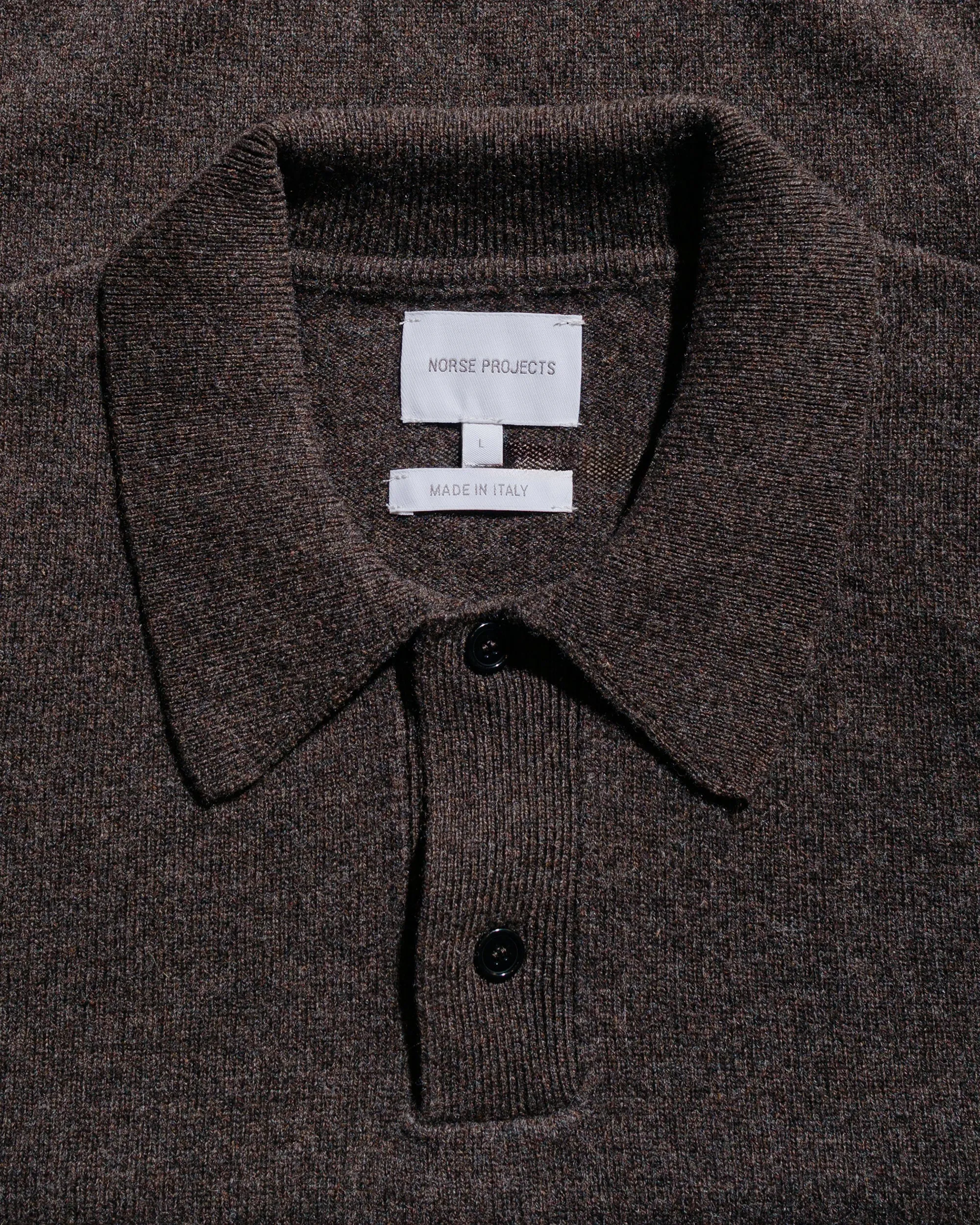 Norse Projects Standard Merino Lambswool Polo Heathland Brown sold by Lost & Found product image thumbnail 5