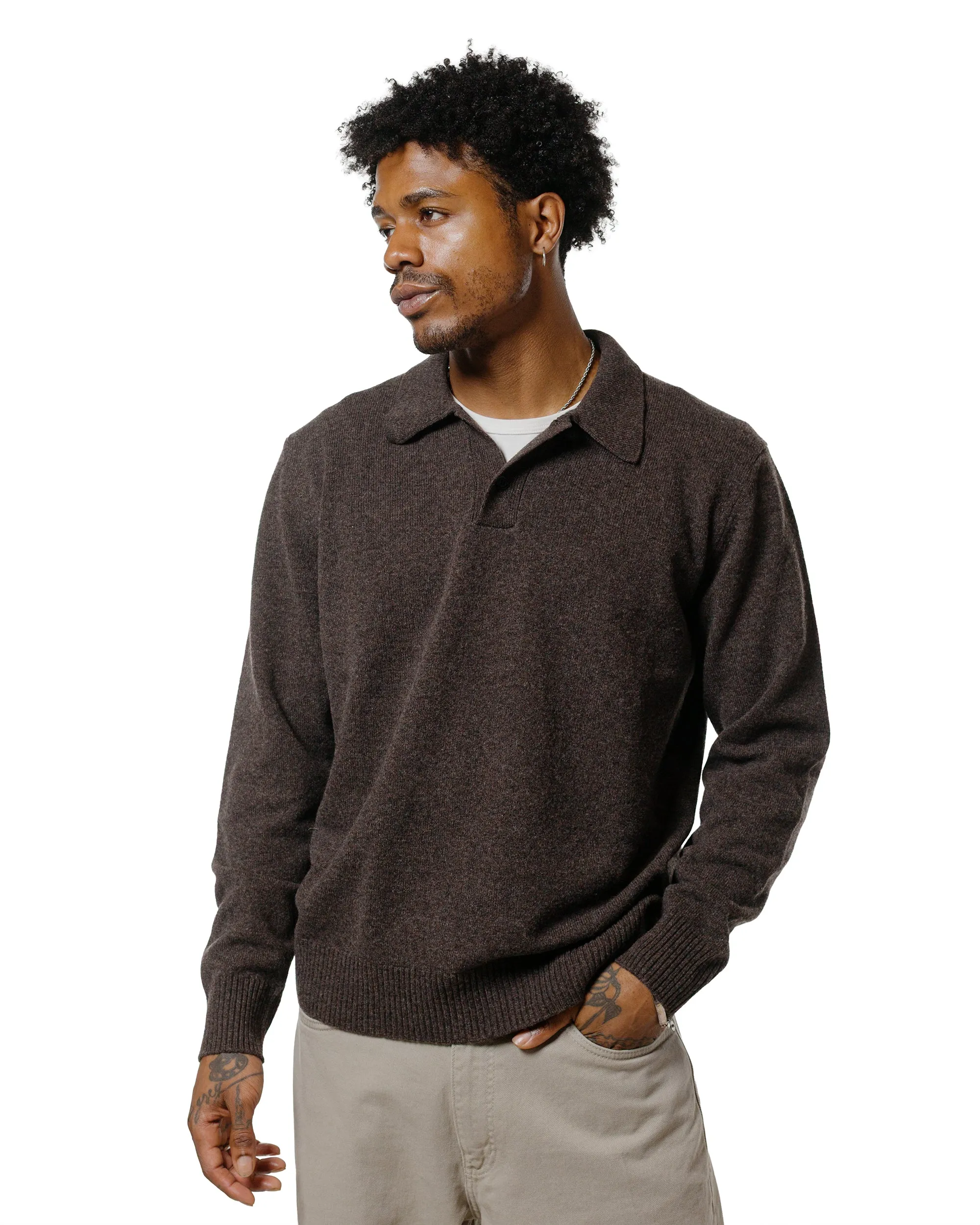 Norse Projects Standard Merino Lambswool Polo Heathland Brown sold by Lost & Found product image thumbnail 2