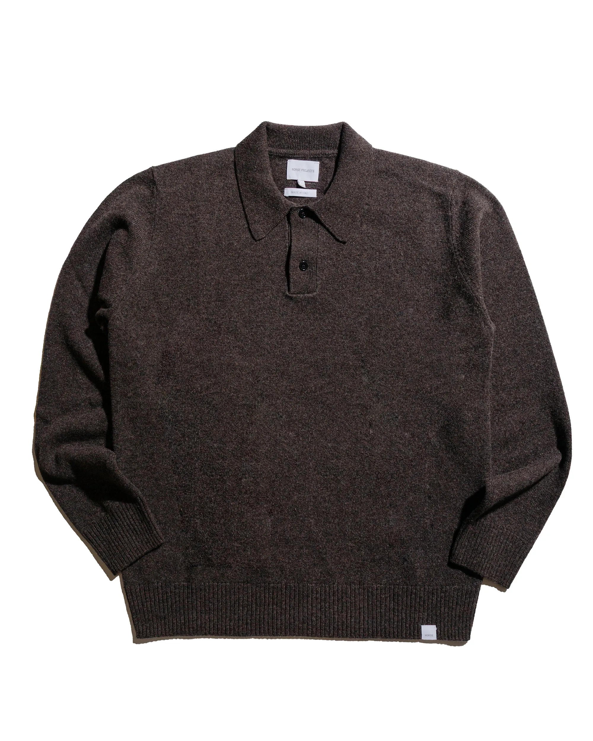 Norse Projects Standard Merino Lambswool Polo Heathland Brown sold by Lost & Found