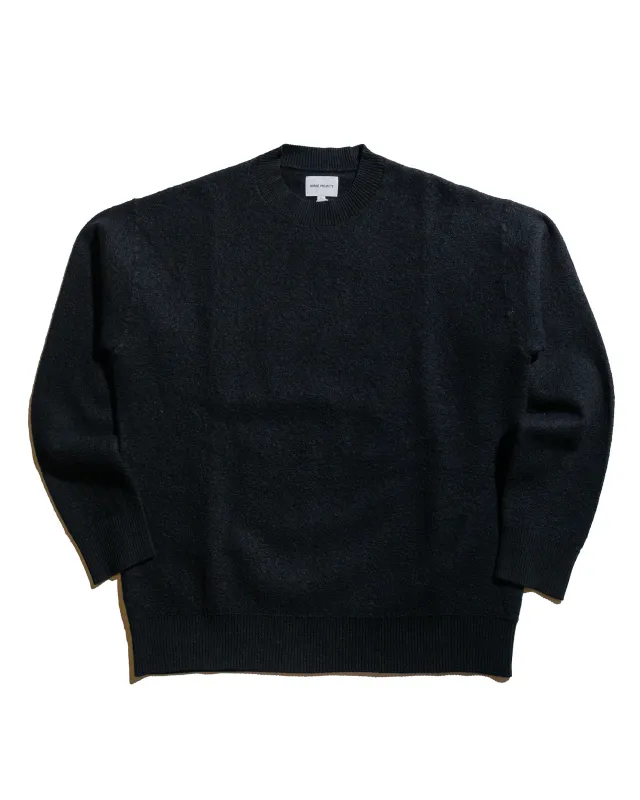 Norse Projects Rom Boiled Wool Crewneck Dark Navy sold by Lost & Found