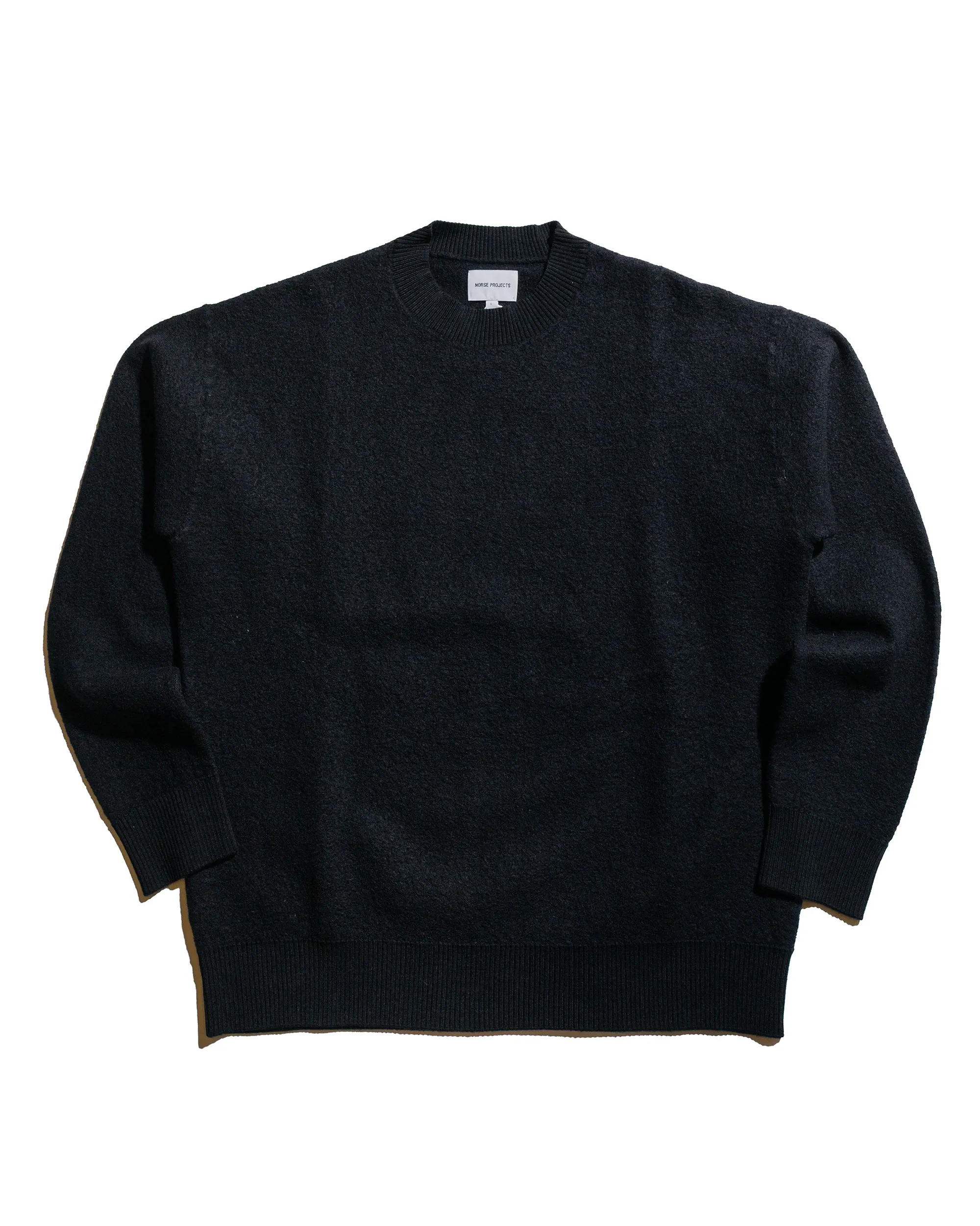 Norse Projects Rom Boiled Wool Crewneck Dark Navy sold by Lost & Found