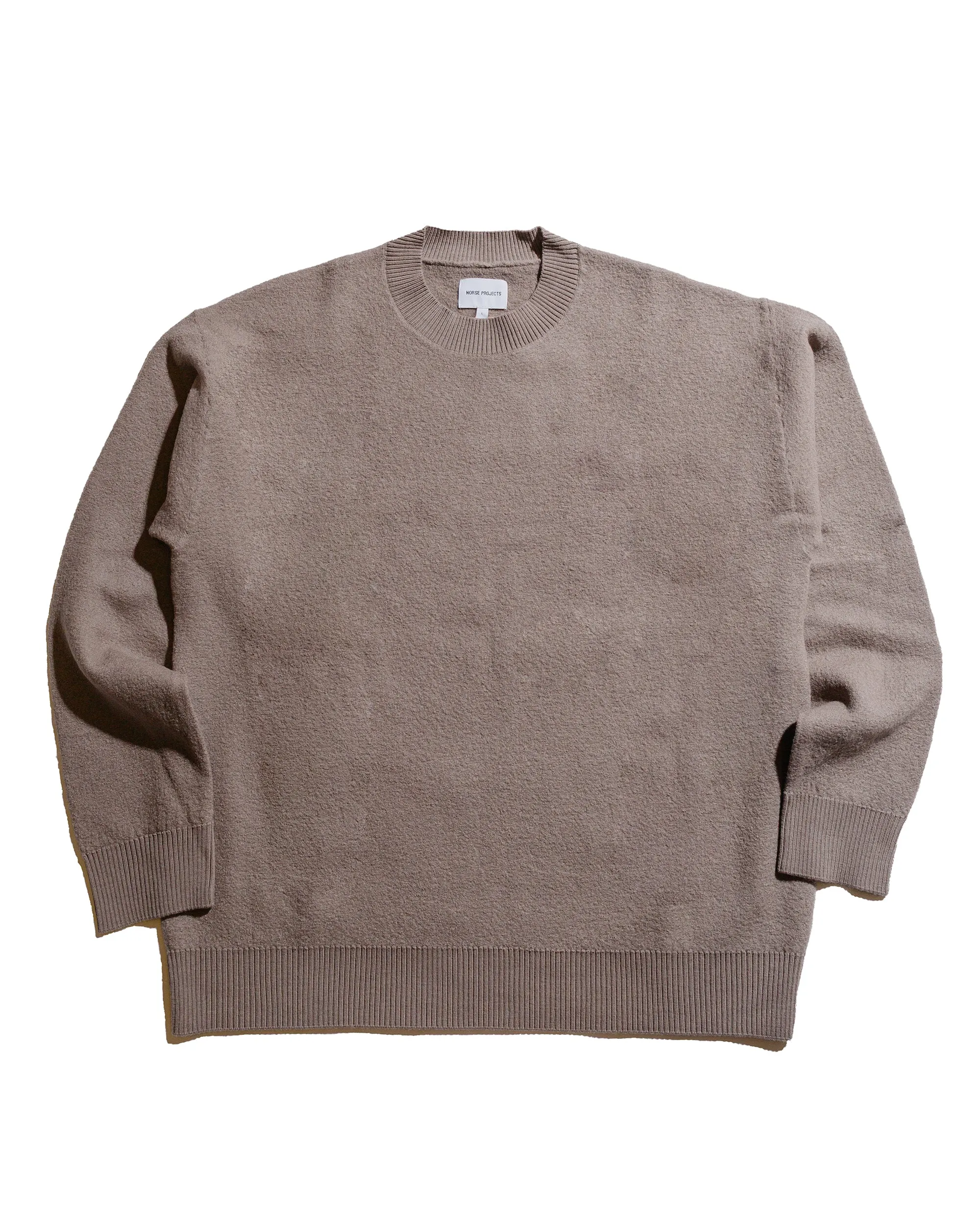 Norse Projects Rom Boiled Wool Crewneck Walnut sold by Lost & Found