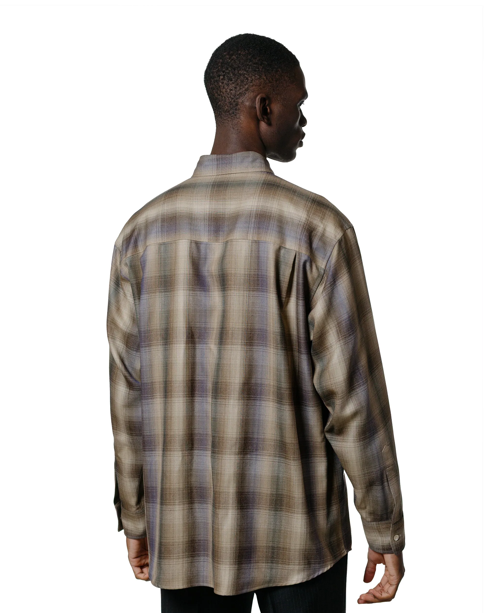 Auralee Super Light Wool Check Shirt Brown Blue Check sold by Lost & Found product image thumbnail 3