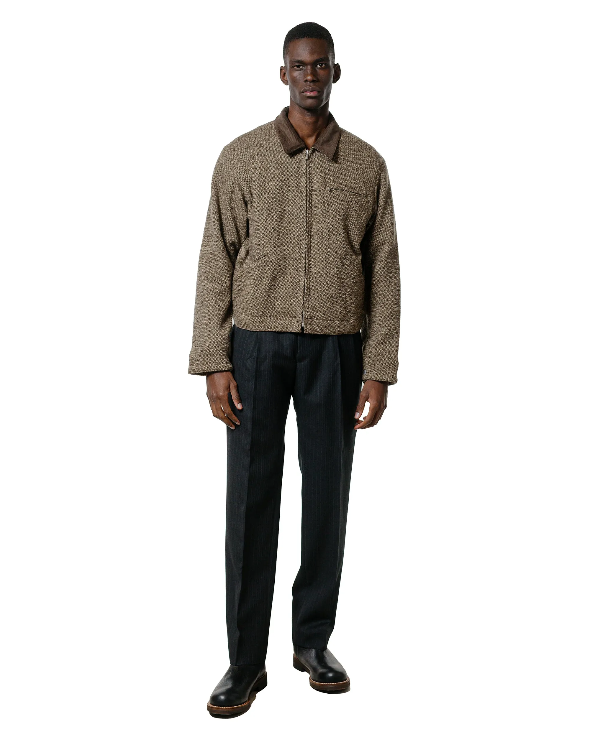 Auralee Homespun Tweed Zip Blouson Brown sold by Lost & Found product image thumbnail 4