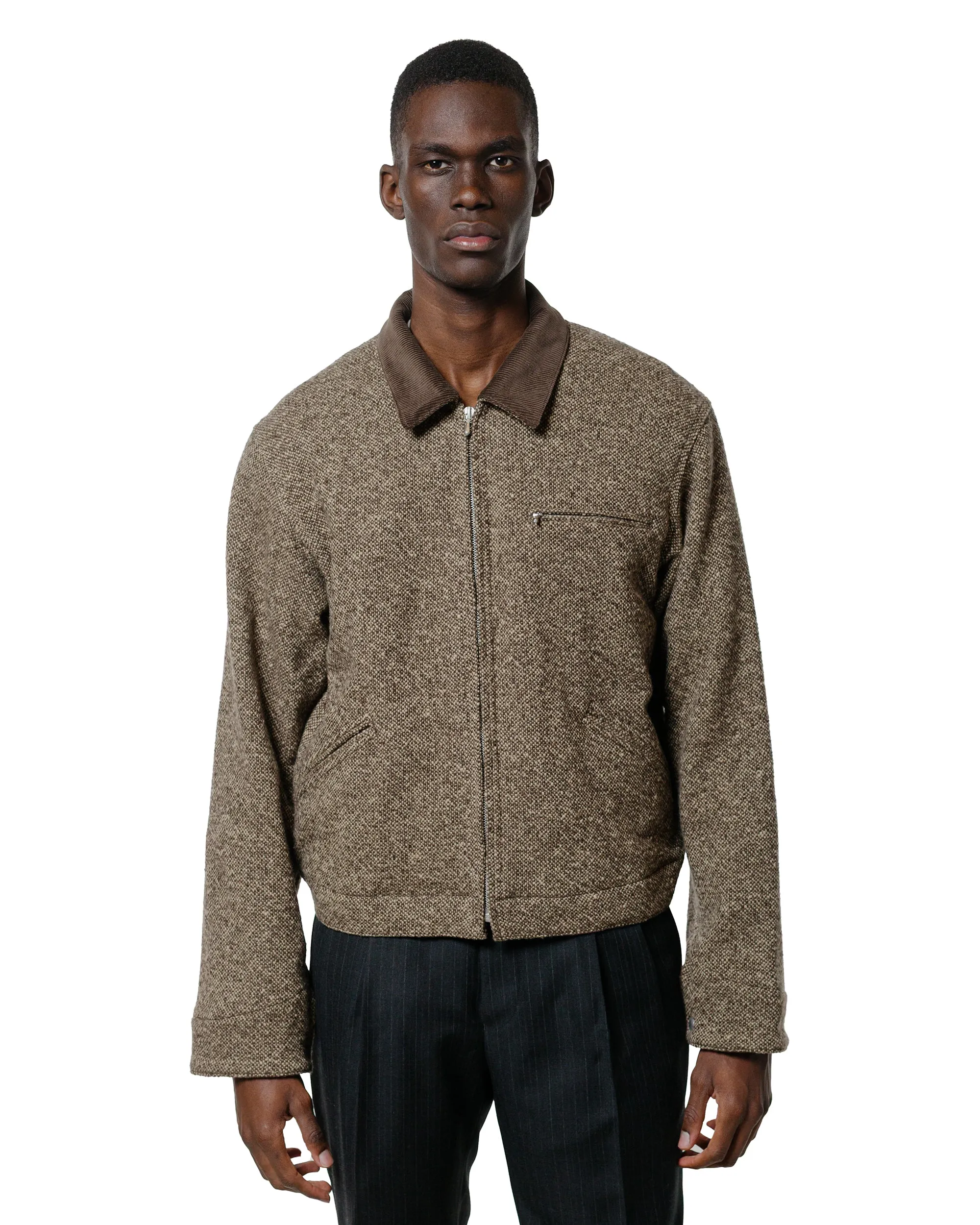 Auralee Homespun Tweed Zip Blouson Brown sold by Lost & Found product image thumbnail 2