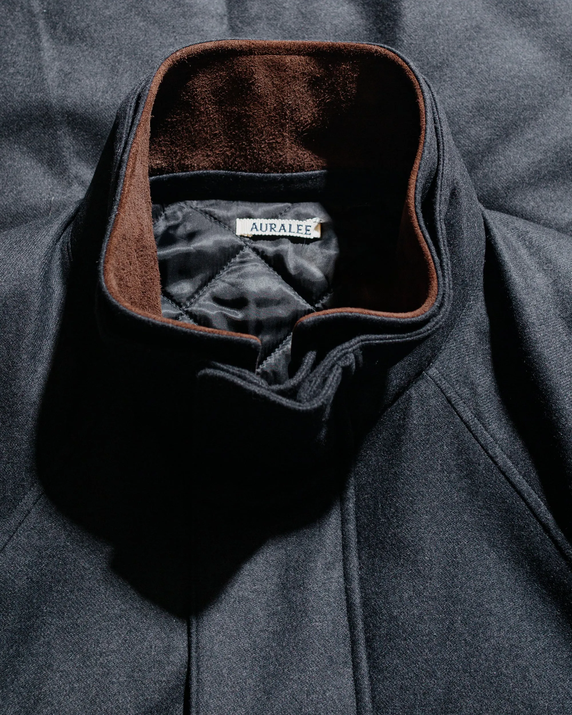 Auralee Wool Fulling Flannel Padded Over Blouson Top Charcoal sold by Lost & Found product image thumbnail 4