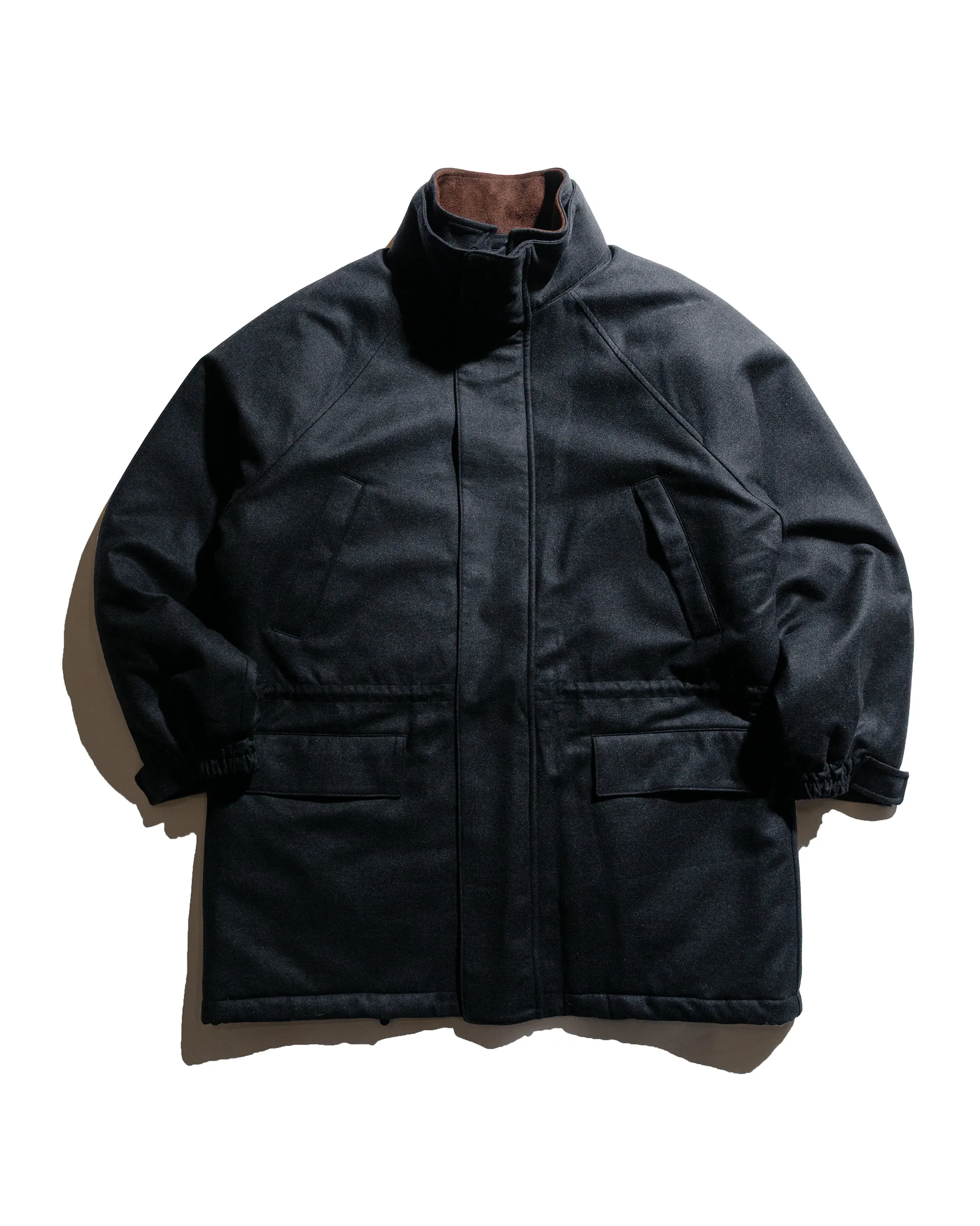 Auralee Wool Fulling Flannel Padded Over Blouson Top Charcoal sold by Lost & Found