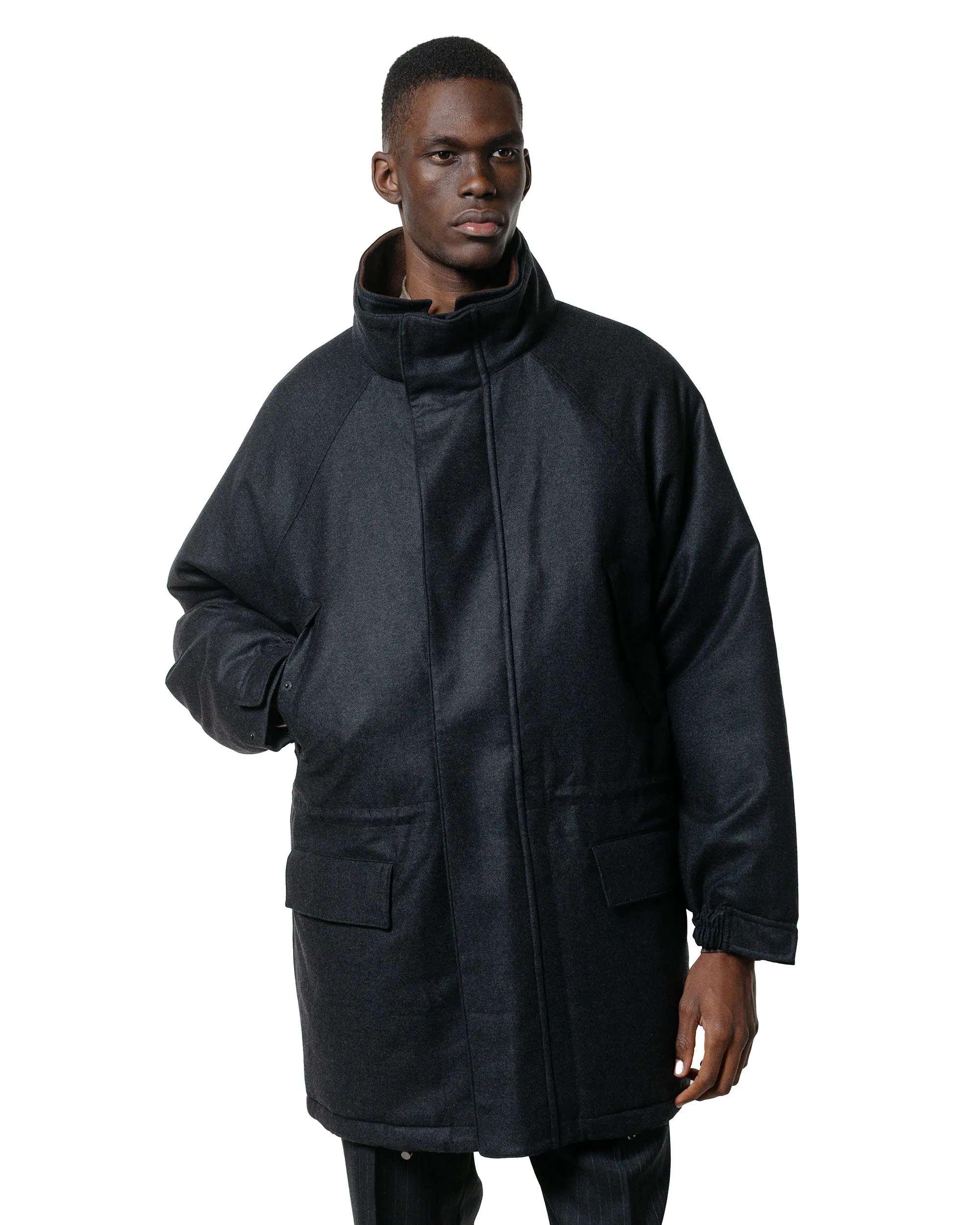 Auralee Wool Fulling Flannel Padded Over Blouson Top Charcoal sold by Lost & Found product image thumbnail 2