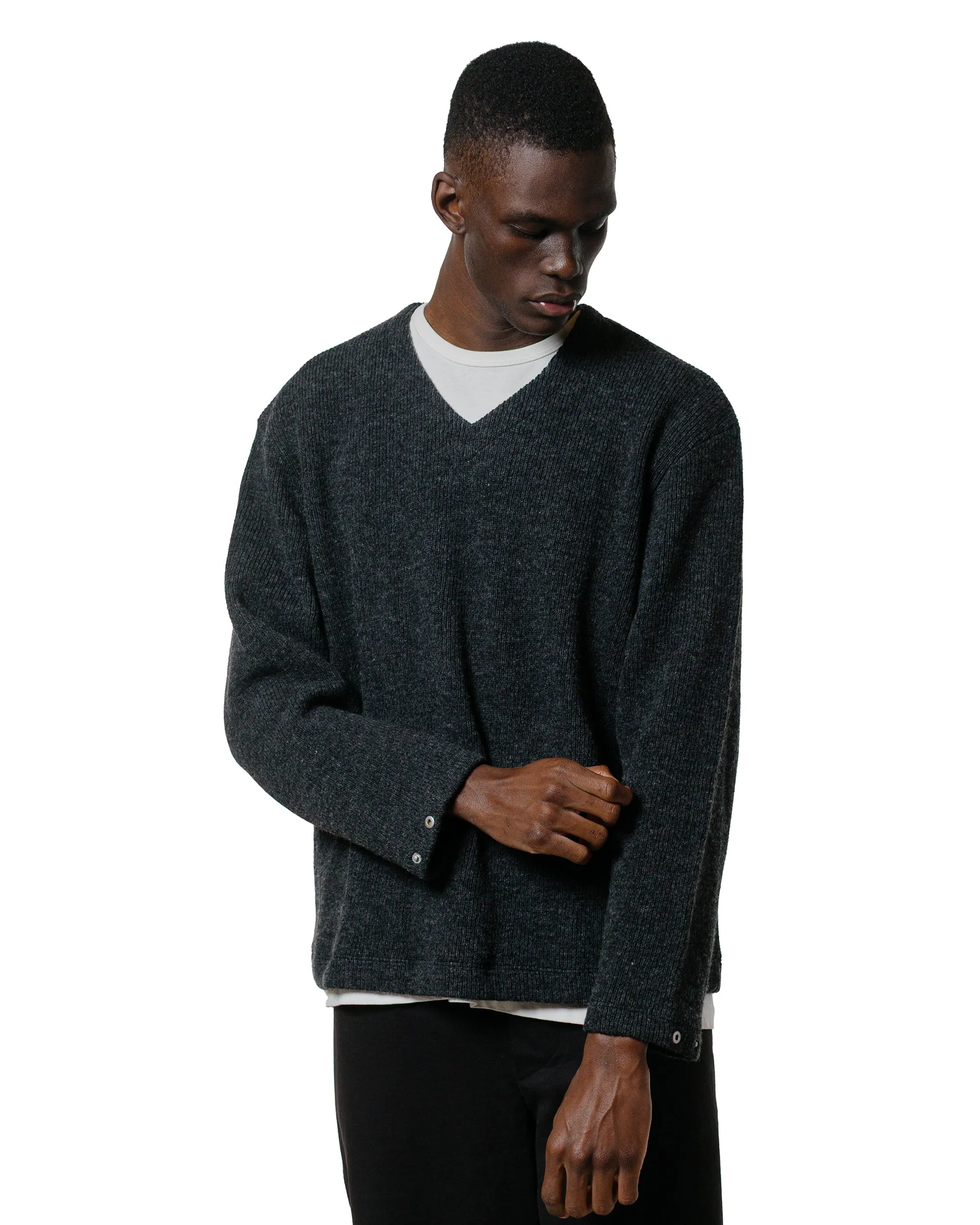 Lady White Co. V Neck Snap Sweater Charcoal sold by Lost & Found product image thumbnail 2
