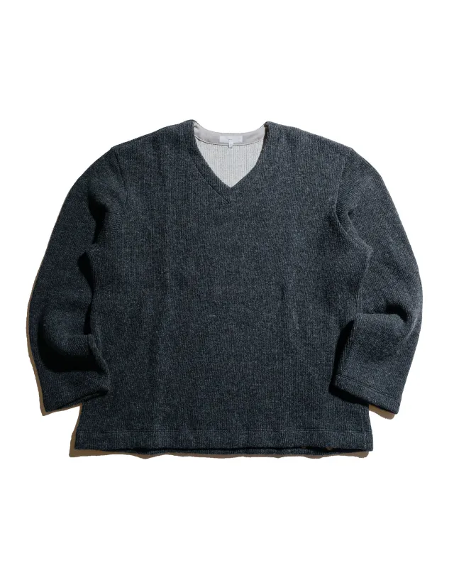 Lady White Co. V Neck Snap Sweater Charcoal sold by Lost & Found