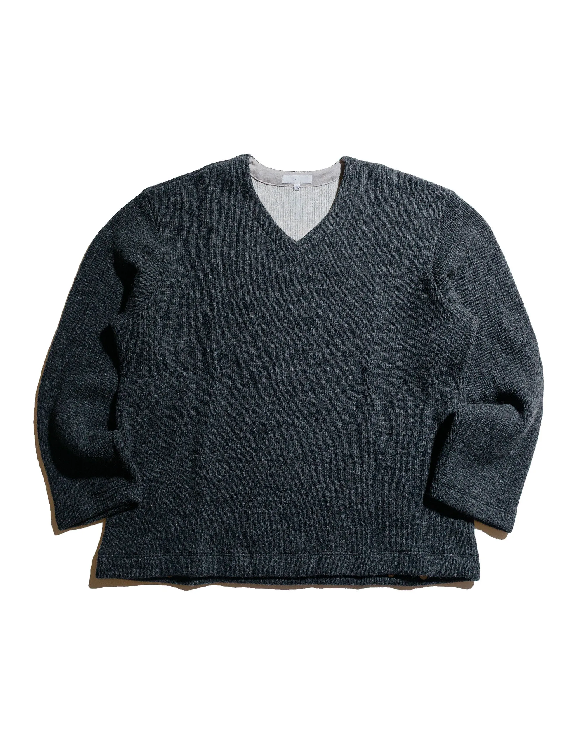 Lady White Co. V Neck Snap Sweater Charcoal sold by Lost & Found
