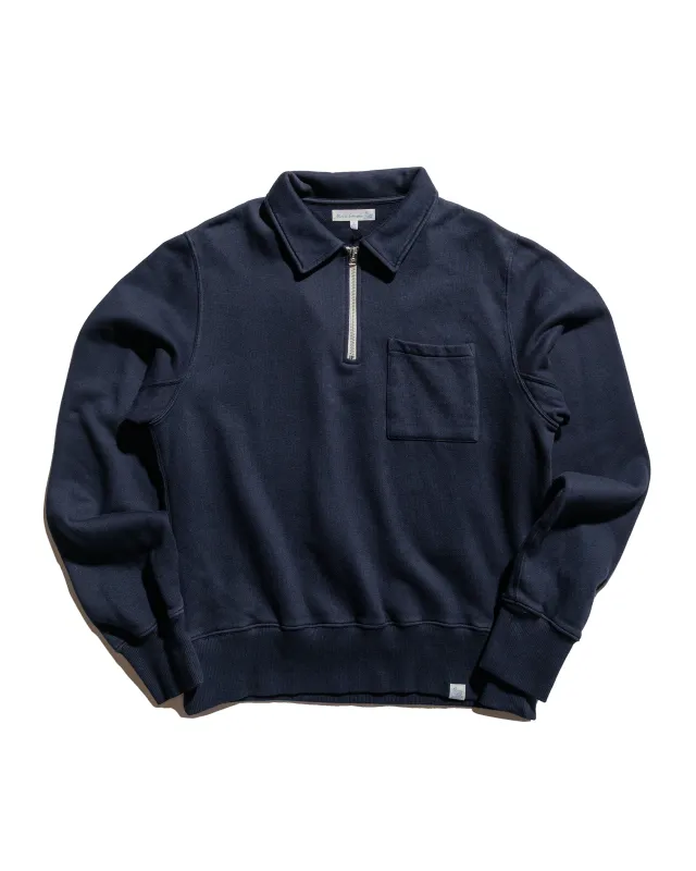Merz B. Schwanen ZIPC01 Zip Collar Sweatshirt Dark Navy sold by Lost & Found