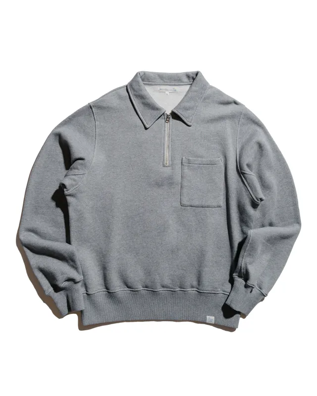 Merz B. Schwanen ZIPC01 Zip Collar Sweatshirt Grey Melange sold by Lost & Found