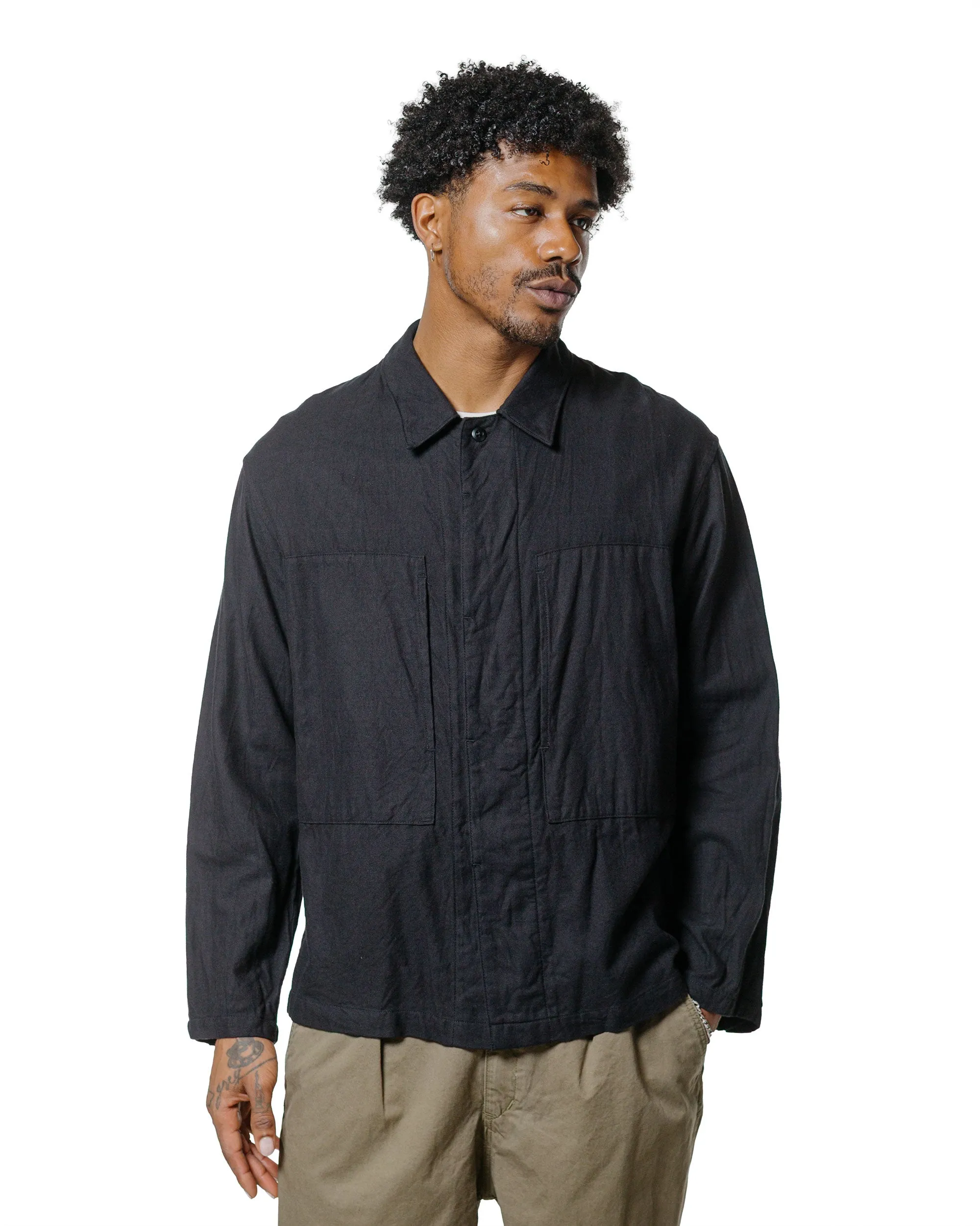 Sage de Cret Cotton/Wool Flannel Short Shirt Jacket Black sold by Lost & Found product image thumbnail 2