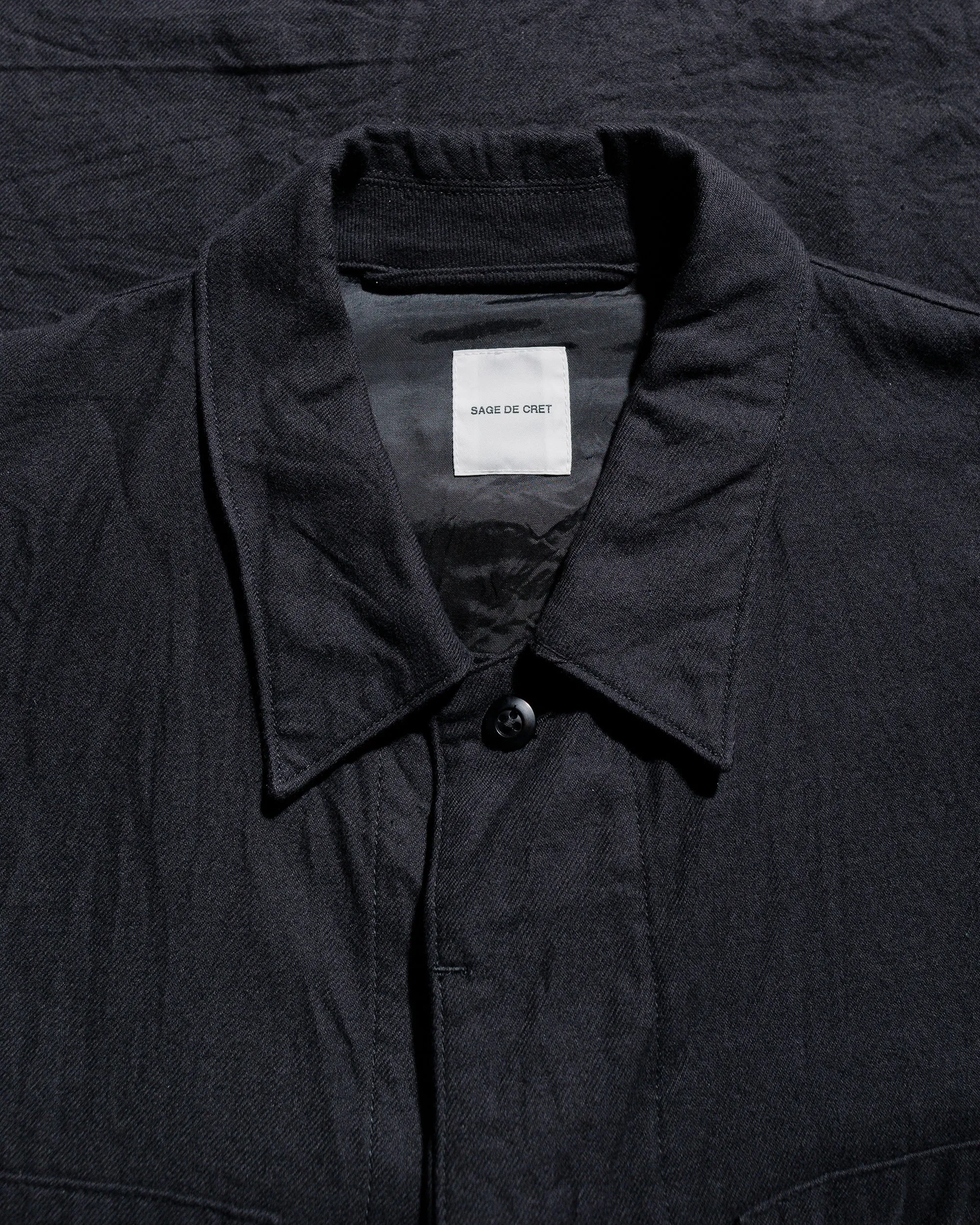 Sage de Cret Cotton/Wool Flannel Short Shirt Jacket Black sold by Lost & Found product image thumbnail 5