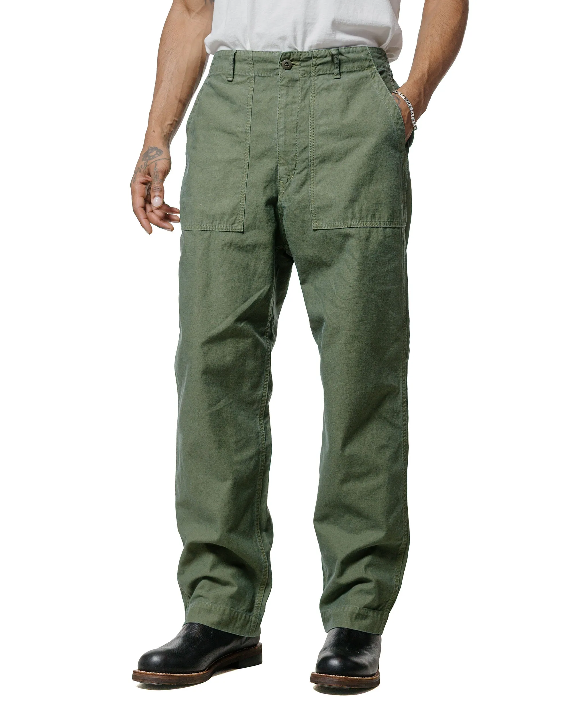 Sage de Cret Chino Cloth Single Pleat Baggy Pants Olive sold by Lost & Found product image thumbnail 2