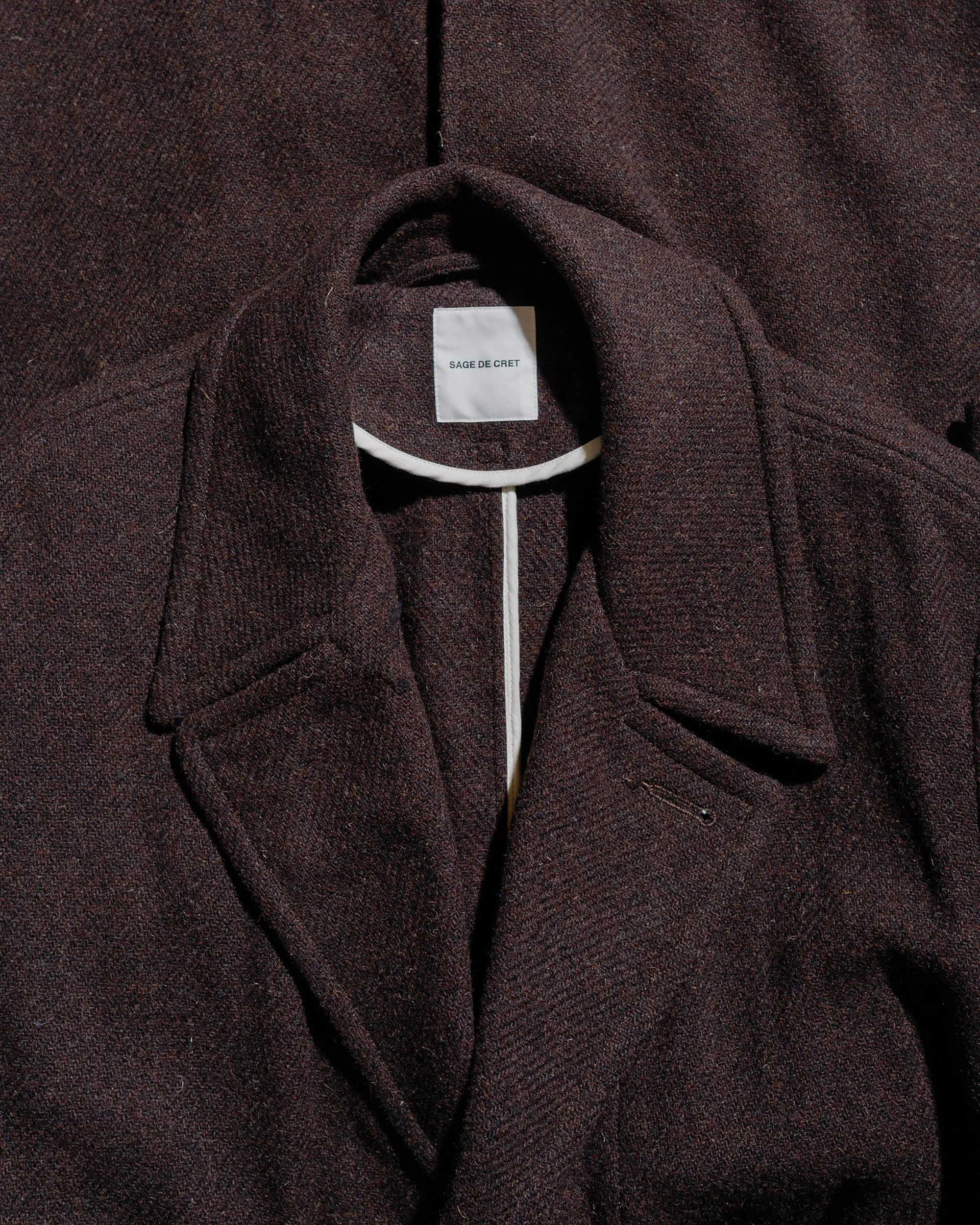 Sage de Cret Harris Tweed Ulster Collar Long Coat Dark Brown sold by Lost & Found product image thumbnail 5