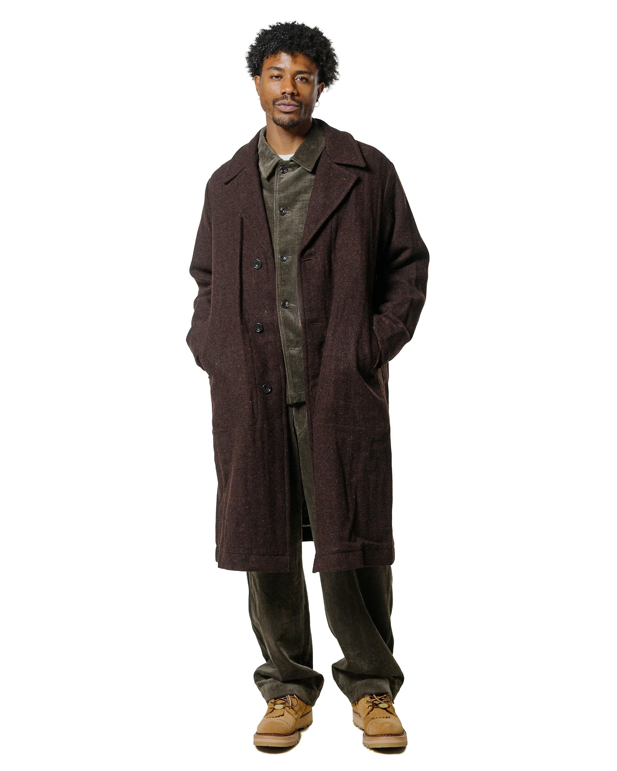 Sage de Cret Harris Tweed Ulster Collar Long Coat Dark Brown sold by Lost & Found product image thumbnail 2