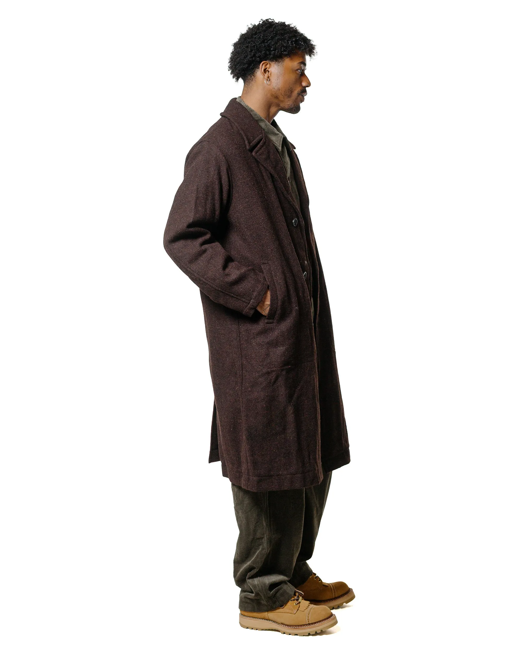 Sage de Cret Harris Tweed Ulster Collar Long Coat Dark Brown sold by Lost & Found product image thumbnail 3