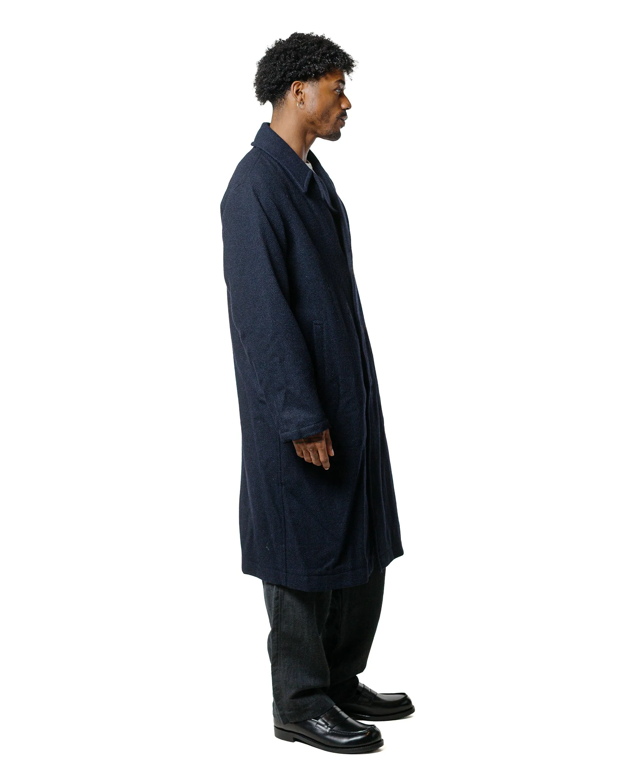 Sage de Cret Harris Tweed Ulster Collar Long Coat Navy sold by Lost & Found product image thumbnail 3