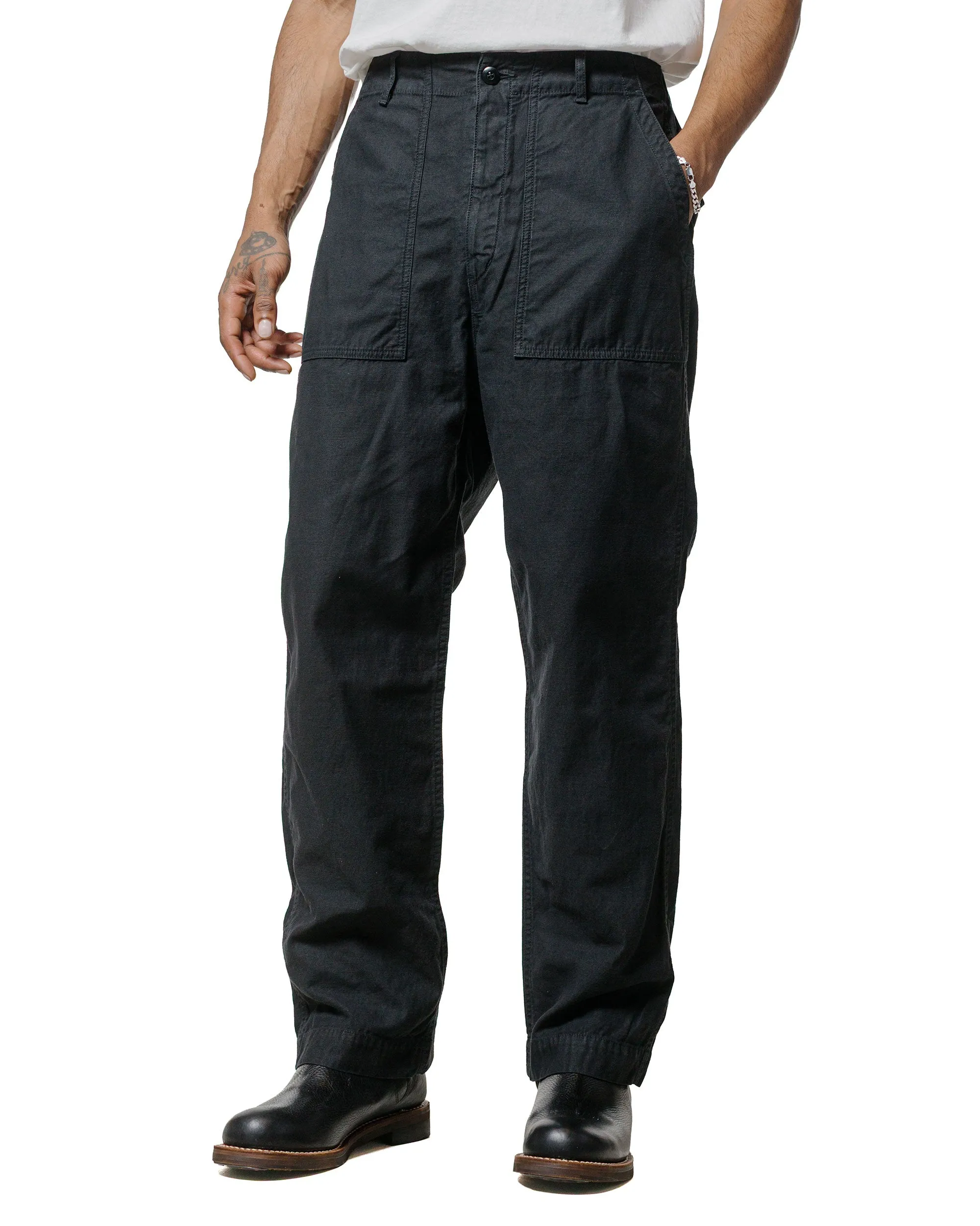 Sage de Cret Cotton/Linen Back Satin Wide Baker Pants Black sold by Lost & Found product image thumbnail 2