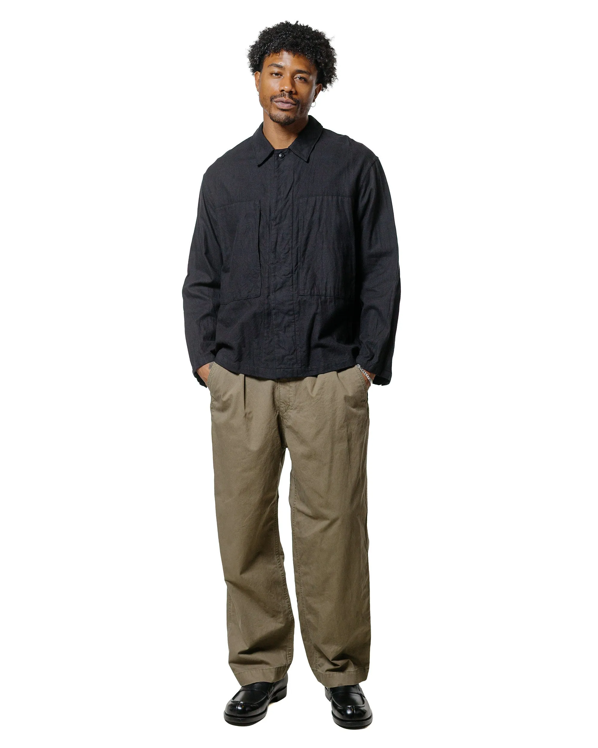 Sage de Cret Cotton/Linen Back Satin Wide Baker Pants Olive sold by Lost & Found product image thumbnail 4