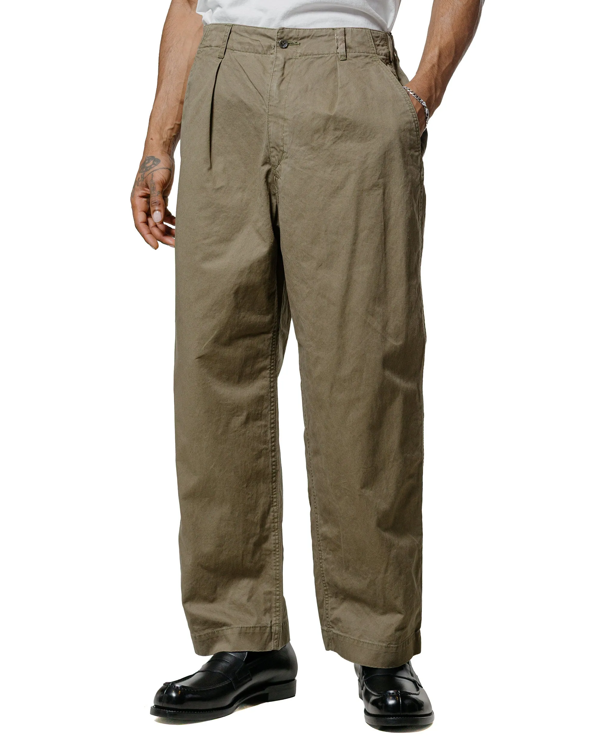 Sage de Cret Cotton/Linen Back Satin Wide Baker Pants Olive sold by Lost & Found product image thumbnail 2