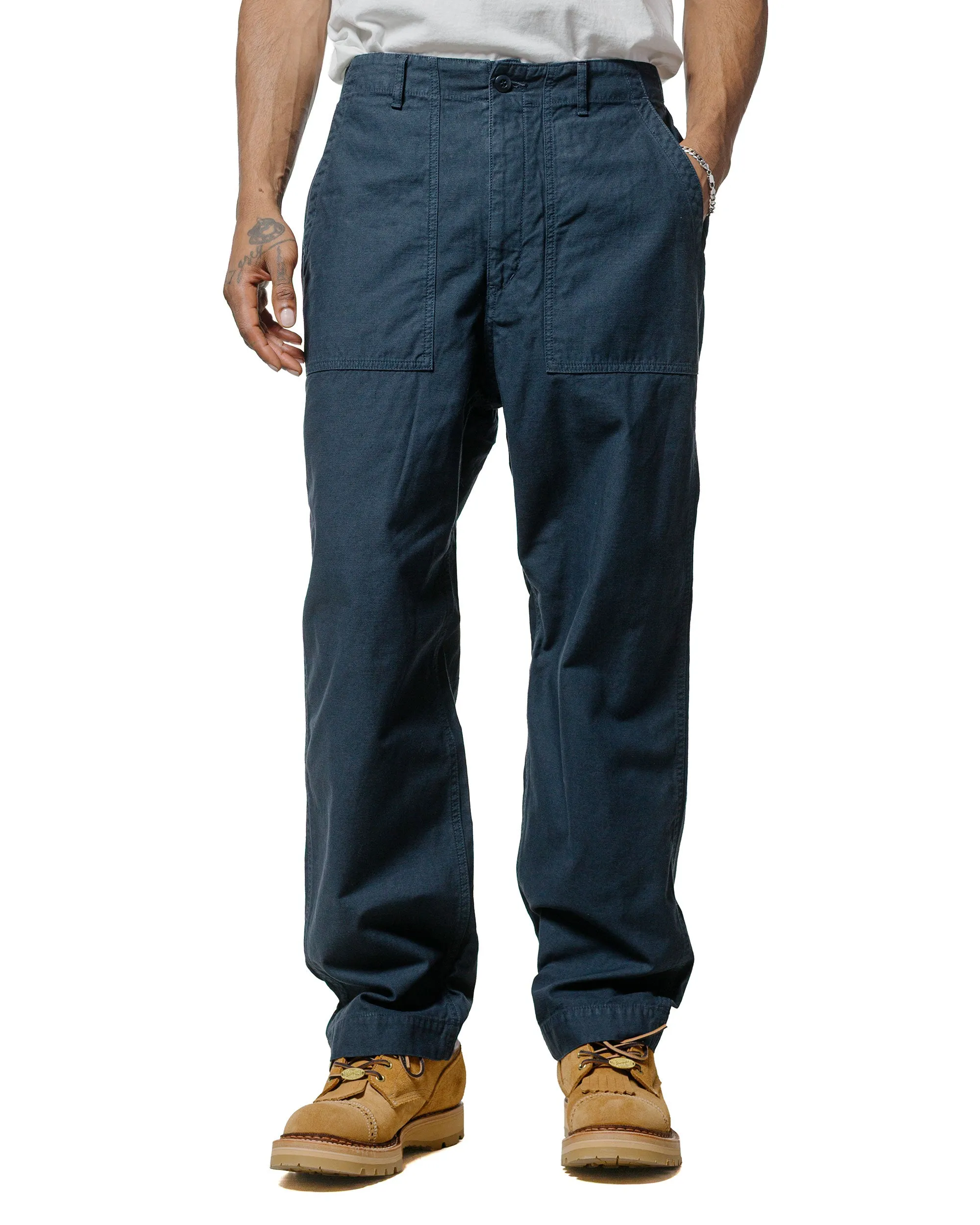 Sage de Cret Cotton/Linen Back Satin Wide Baker Pants Navy sold by Lost & Found product image thumbnail 2
