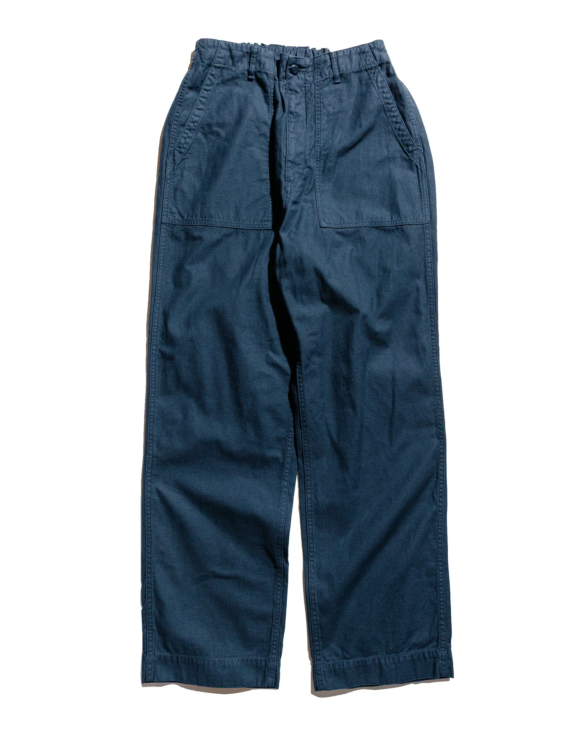 Sage de Cret Cotton/Linen Back Satin Wide Baker Pants Navy sold by Lost & Found