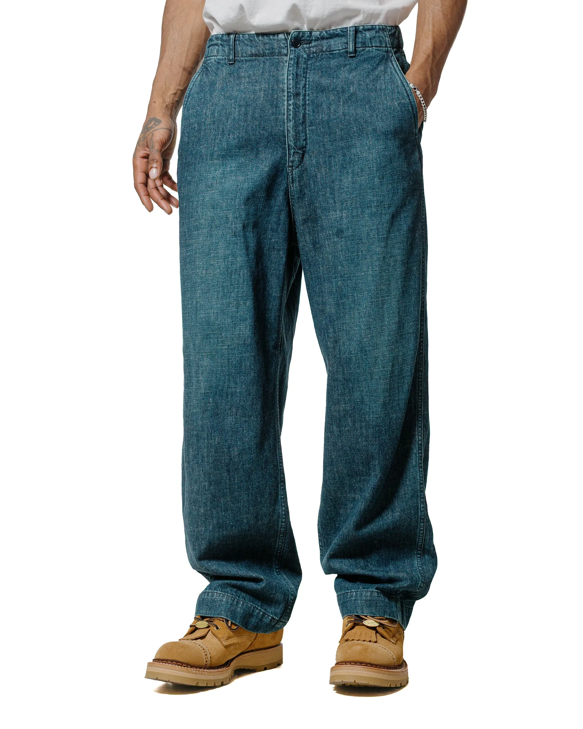 Sage de Cret 11oz. Cotton/Linen Denim Baggy Pants Navy sold by Lost & Found product image thumbnail 2