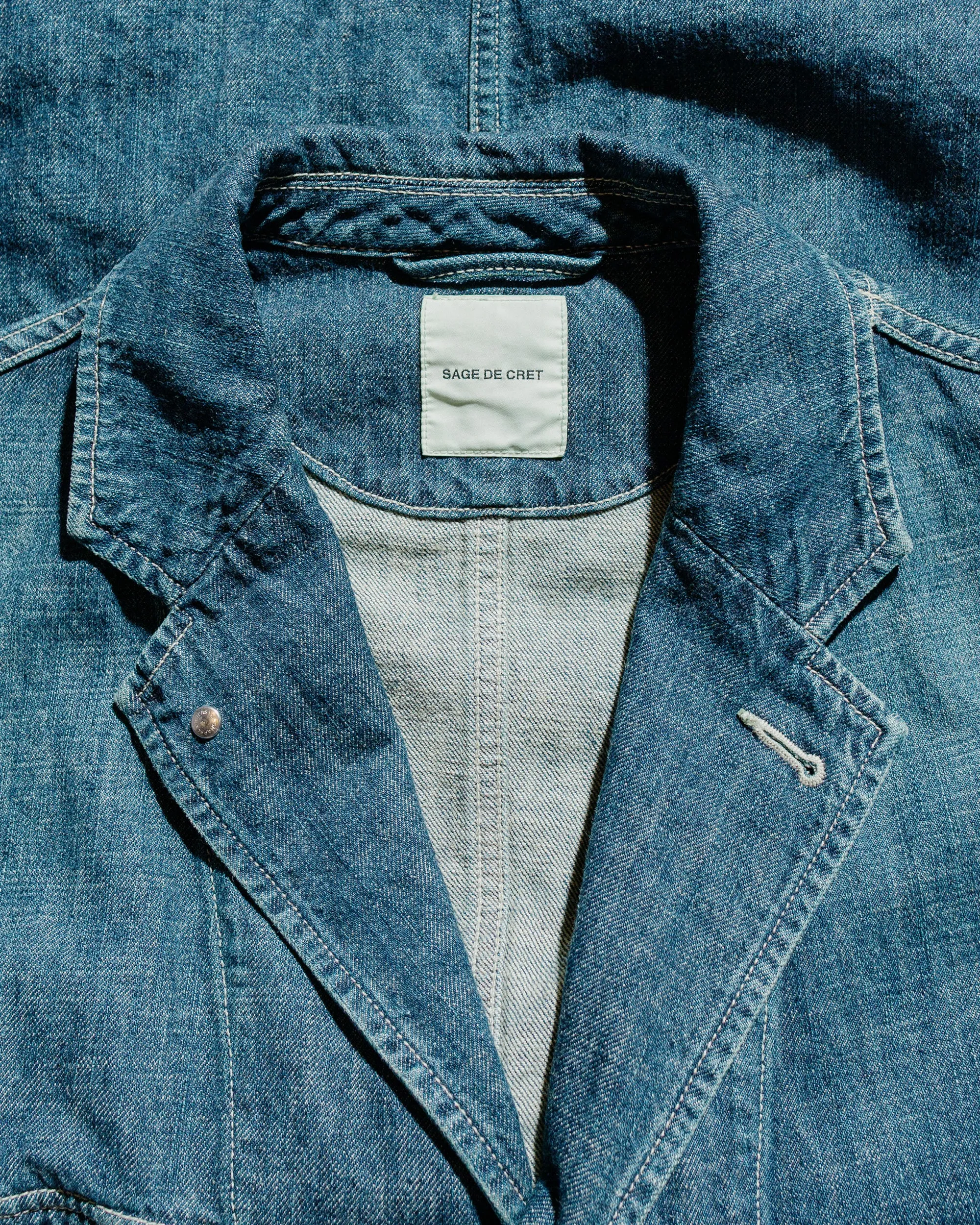 Sage de Cret 11oz. Cotton/Linen Denim Coverall Jacket Navy sold by Lost & Found product image thumbnail 5