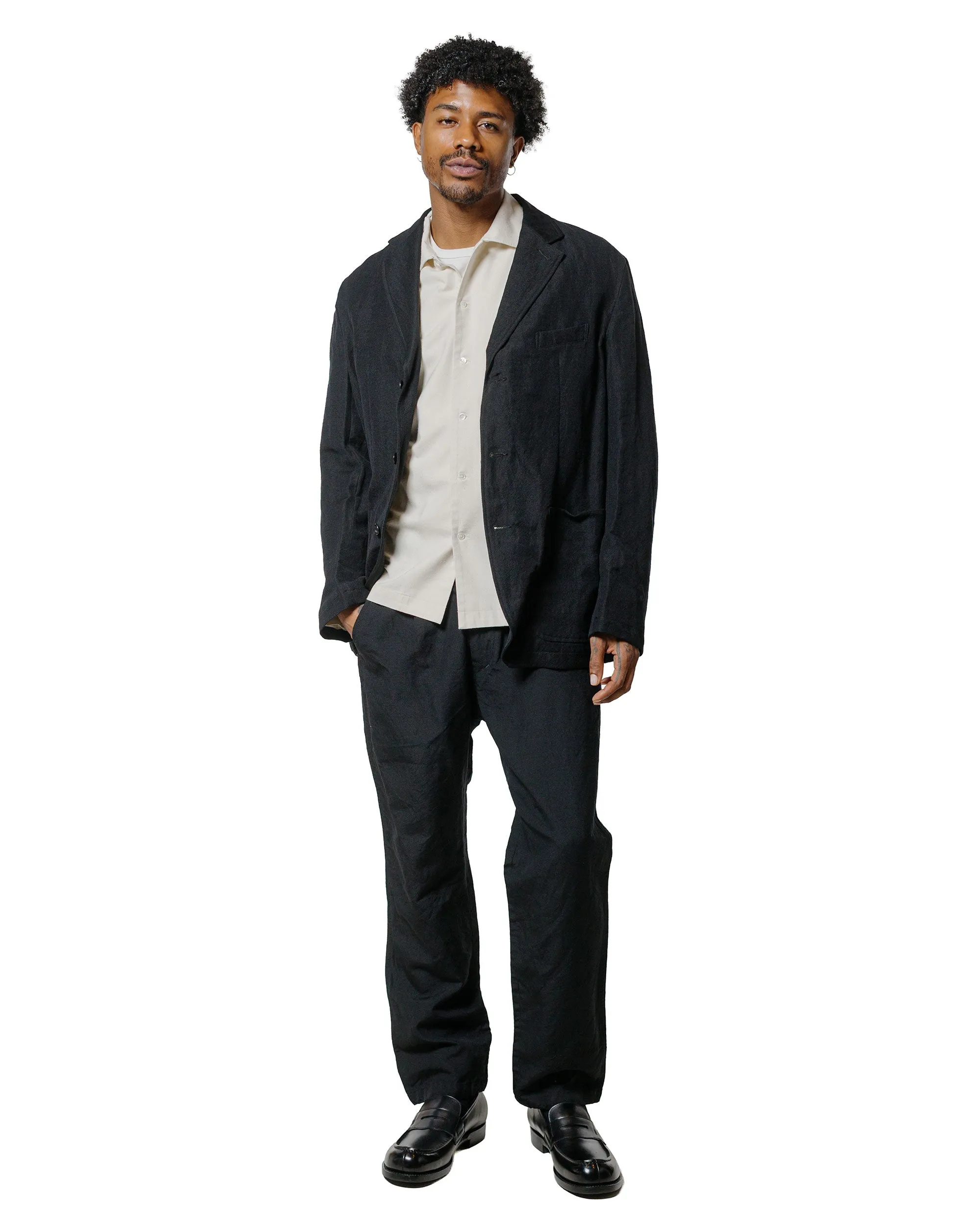 Sage de Cret High Density Wool/Linen Oxford Pegtop Single Pleat Pants Black sold by Lost & Found product image thumbnail 4