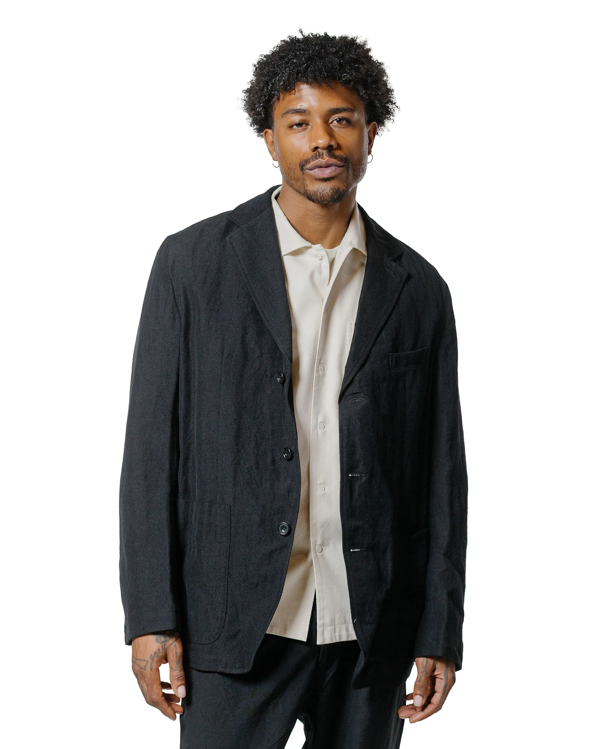 Sage de Cret Wool/Linen Serge Tailored Jacket Black sold by Lost & Found product image thumbnail 2