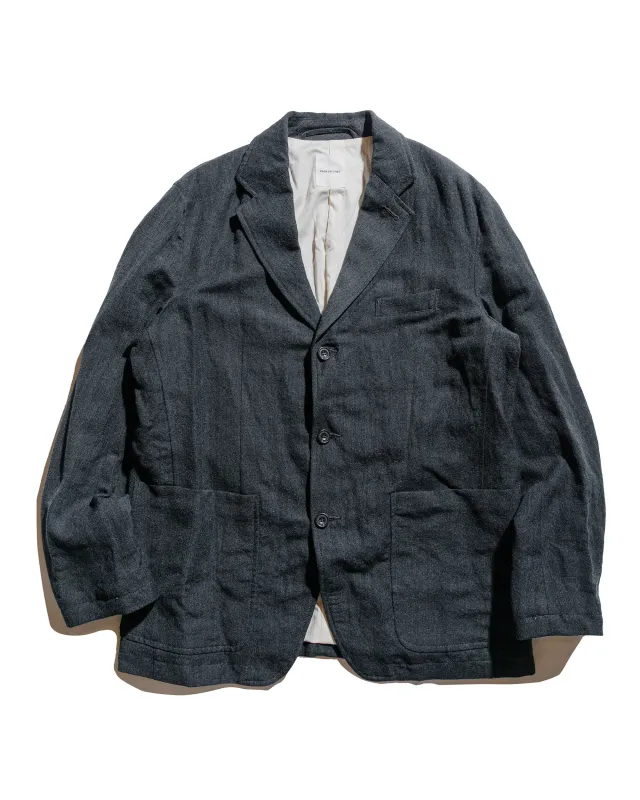 Sage de Cret Wool/Linen Serge Tailored Jacket Charcoal sold by Lost & Found