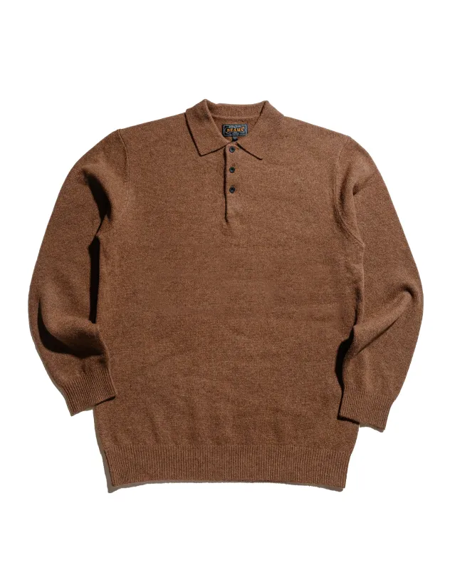 Beams Plus Knit Polo 9G Brown sold by Lost & Found
