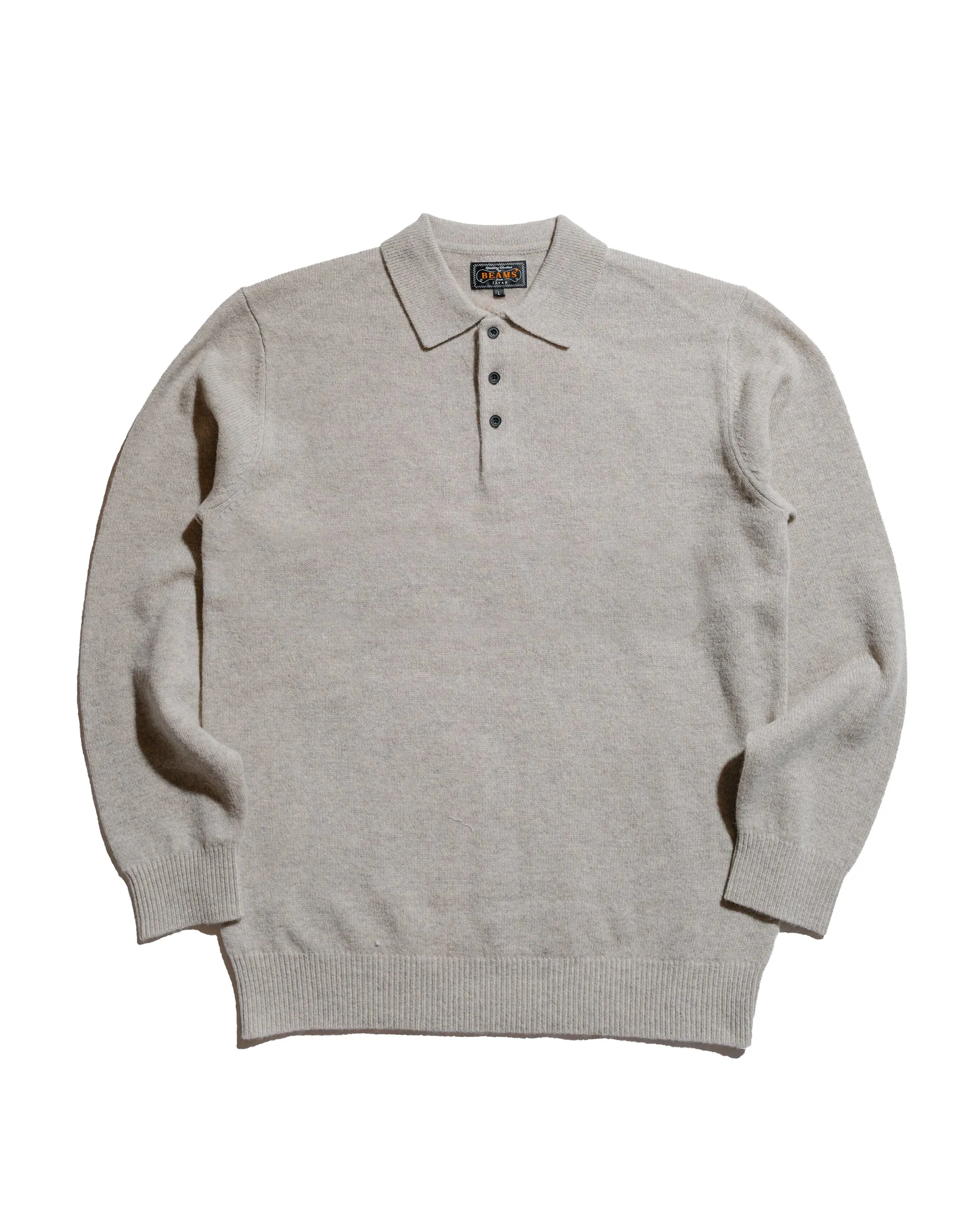 Beams Plus Knit Polo 9G Beige sold by Lost & Found