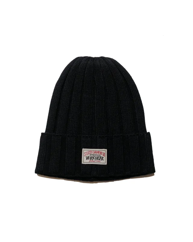 Stüssy Workwear Cuff Beanie Black sold by Lost & Found