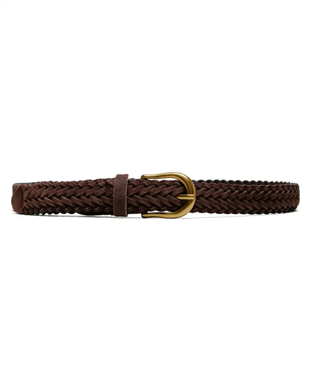 Beams Plus Suede Mesh Belt Dark Brown sold by Lost & Found