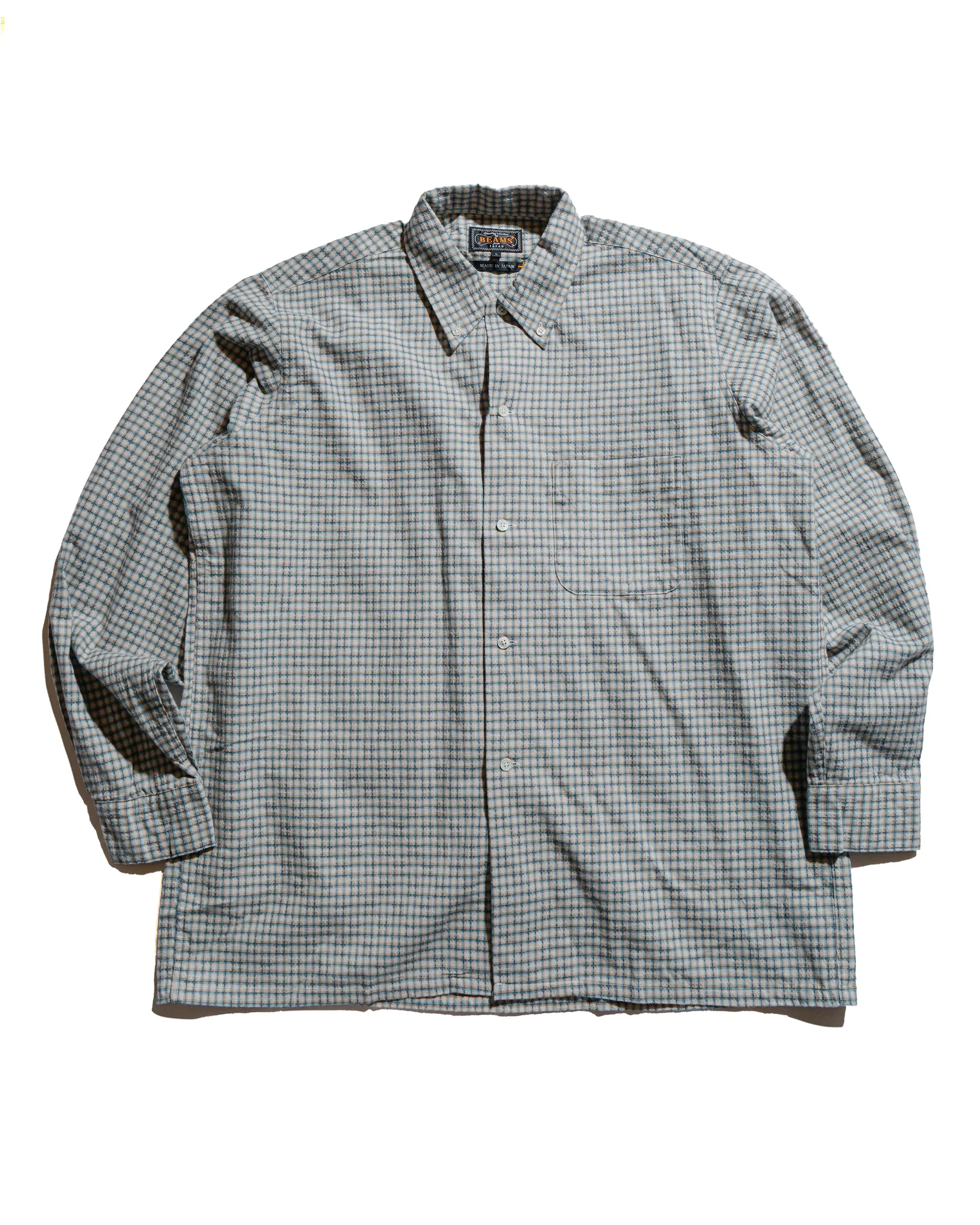 Beams Plus Open B.D. Dobby Plaid White sold by Lost & Found