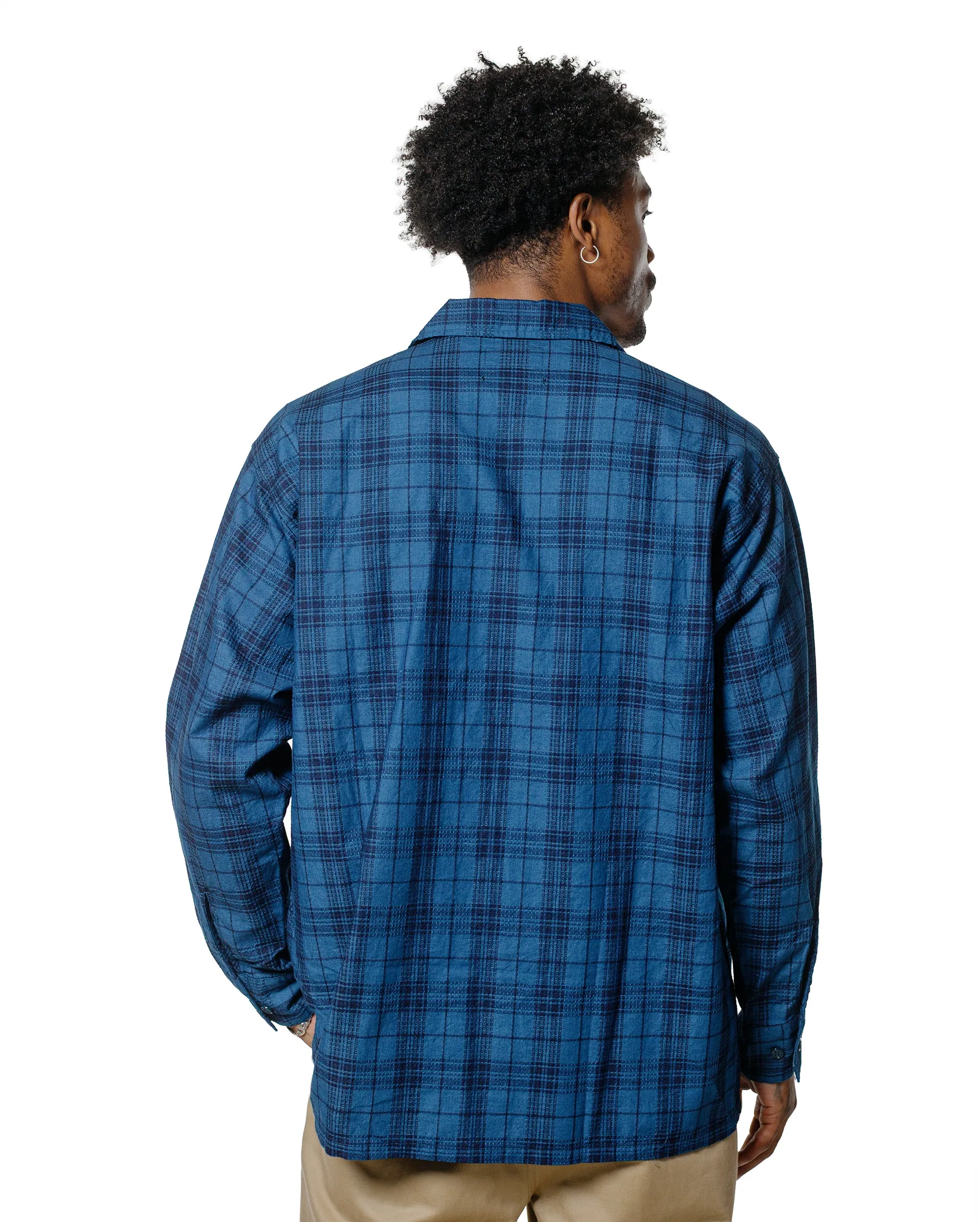 Beams Plus MIL Open Collar Indigo Dobby Plaid Wide Plaid sold by Lost & Found product image thumbnail 3