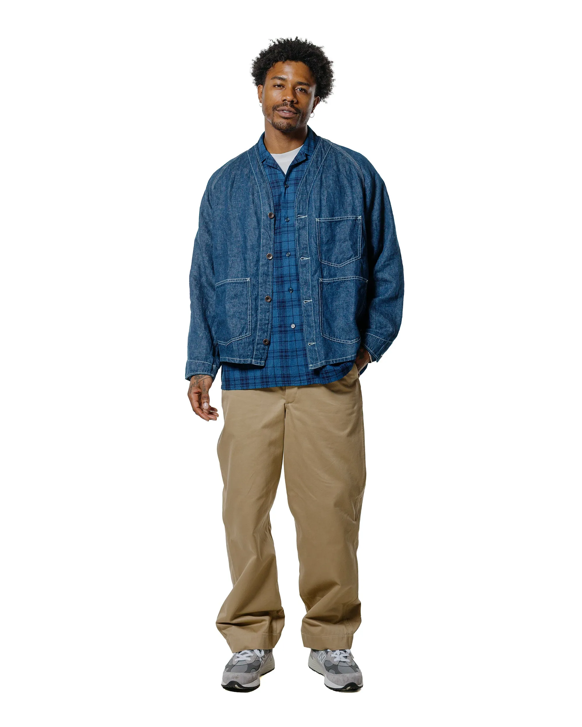 Beams Plus MIL Open Collar Indigo Dobby Plaid Wide Plaid sold by Lost & Found product image thumbnail 4
