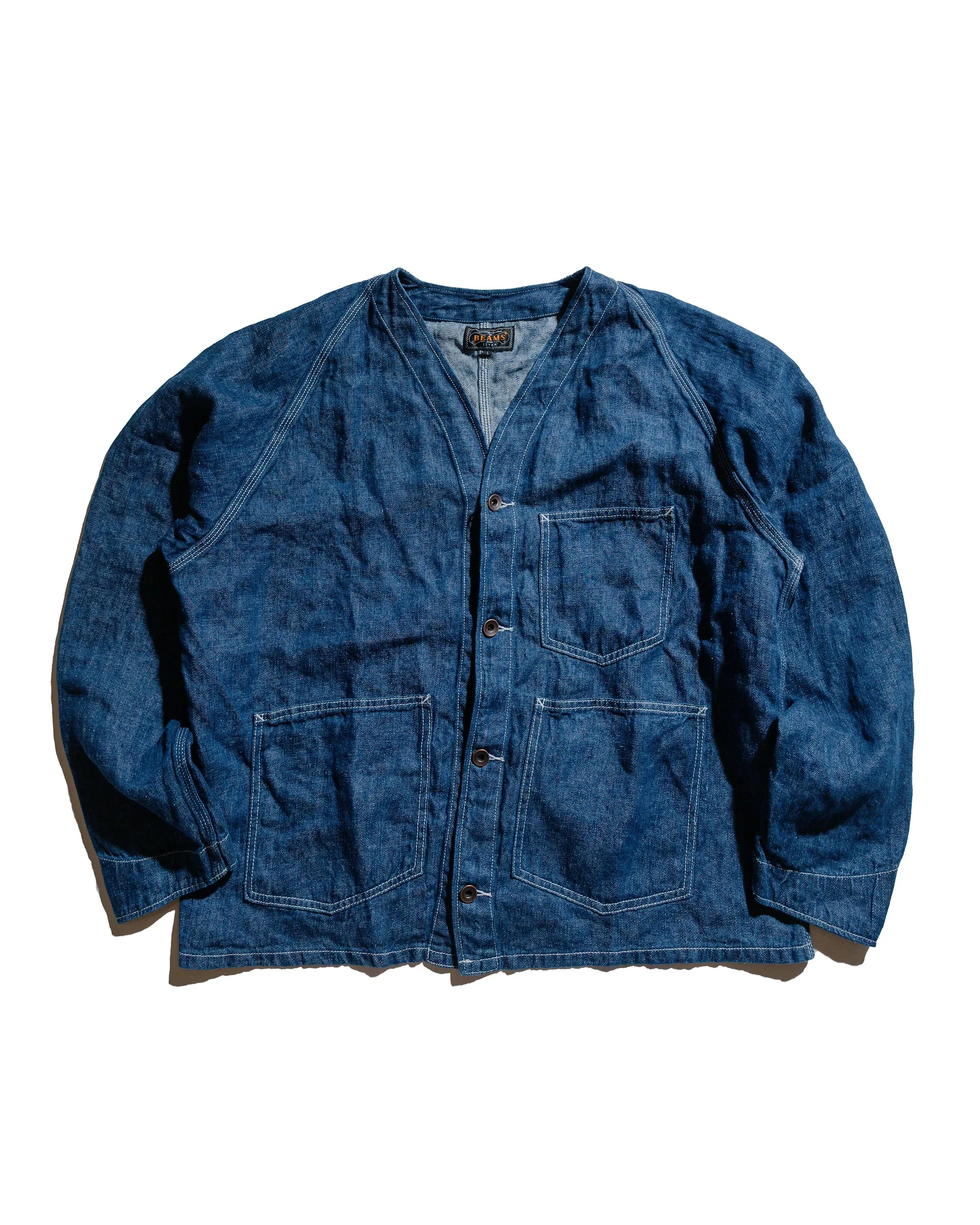 Beams Plus Engineer Jacket Twill Linen Indigo sold by Lost & Found