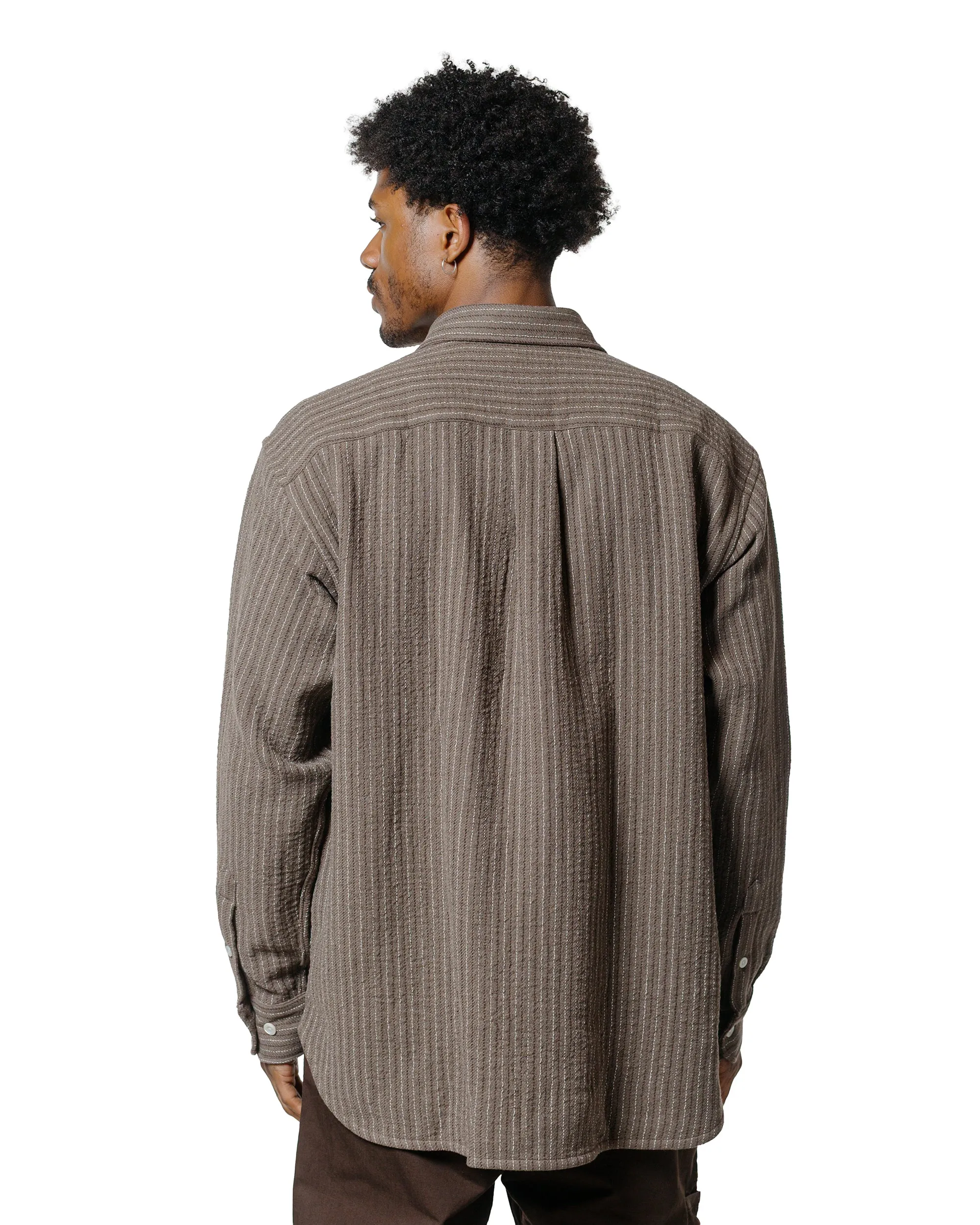 Norse Projects Ole Oversized Wool Stripe Shirt Seal Brown sold by Lost & Found product image thumbnail 3